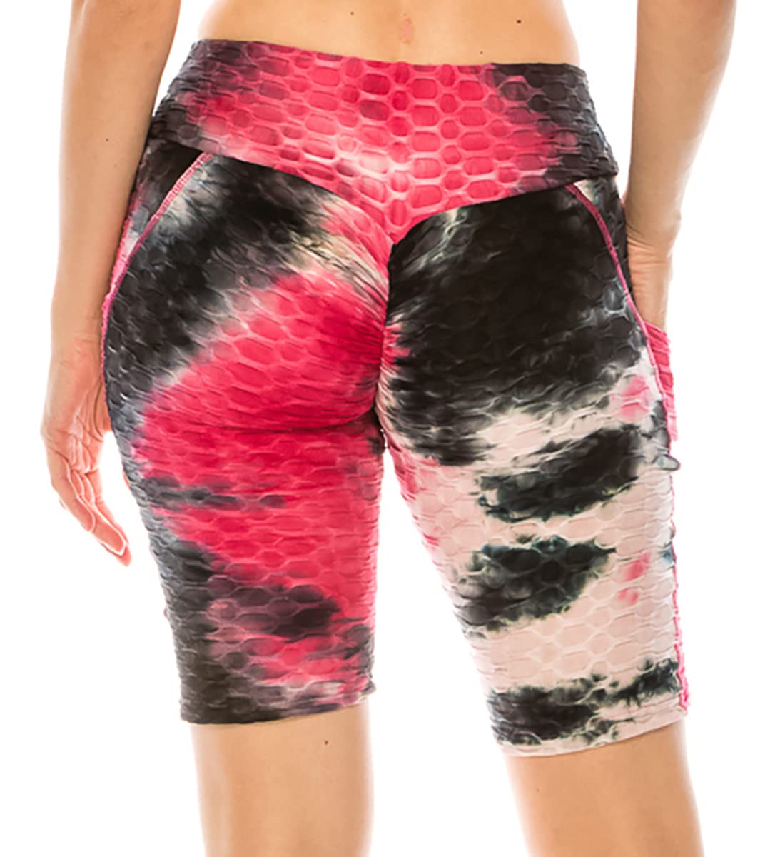 LA12ST Women's High Waisted Workout Shorts - Brazilian Textured Booty Leggings, Biker Shorts with Anti-Cellulite Scrunch & Honeycomb Butt Lift Design for Yoga, Gym & Running