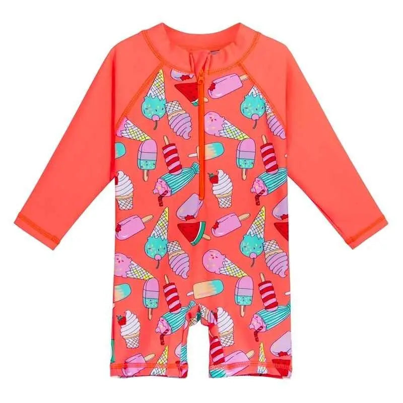 Long Sleeve Cartoon Kids Swimwear - UV Protection One Piece Bathing Suit for Boys & Girls | Perfect for Beach, Pool & Water Play