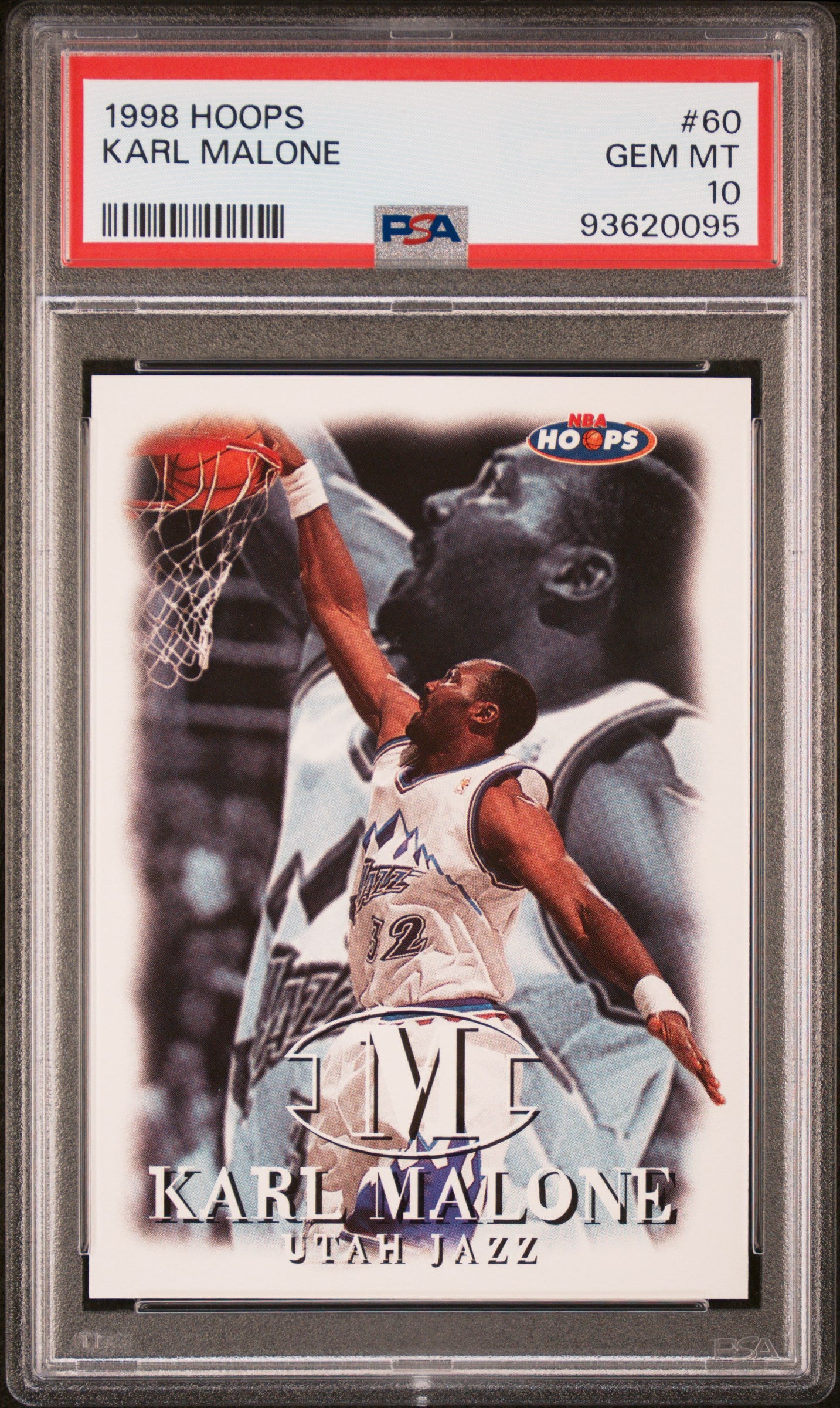1998 HOOPS Karl Malone #60 PSA 10 Graded Basketball Card - Perfect for Collectors, Investors & NBA Memorabilia Enthusiasts