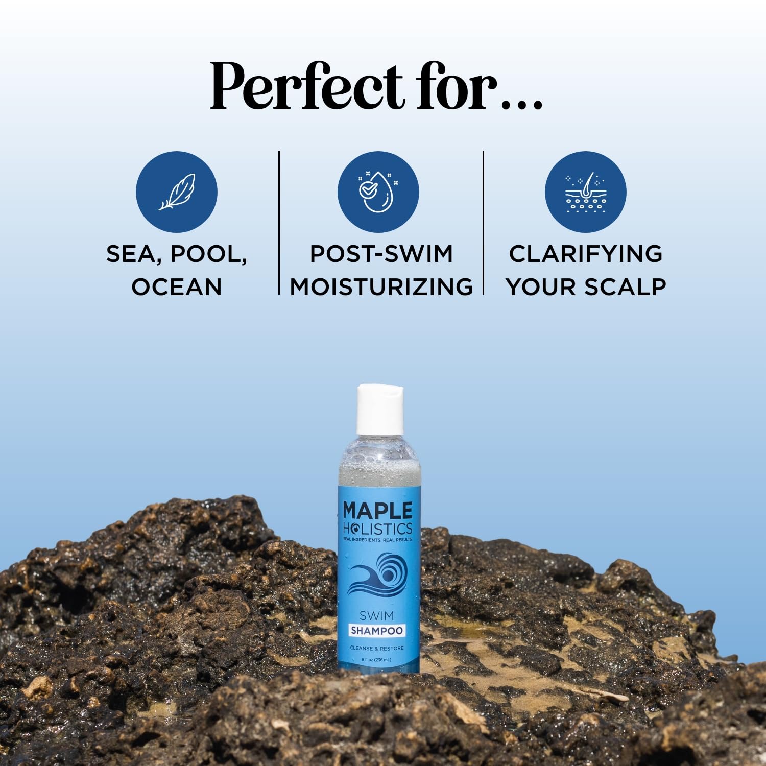 After Swim Shampoo for Kids & Adults - Chlorine Removal Clarifying Shampoo with Tea Tree & Rosemary Oils | Gentle Swimmer's Pool Shampoo for Hair Repair | Perfect for Post-Swim Hair Care at Pools, Beaches & Water Parks