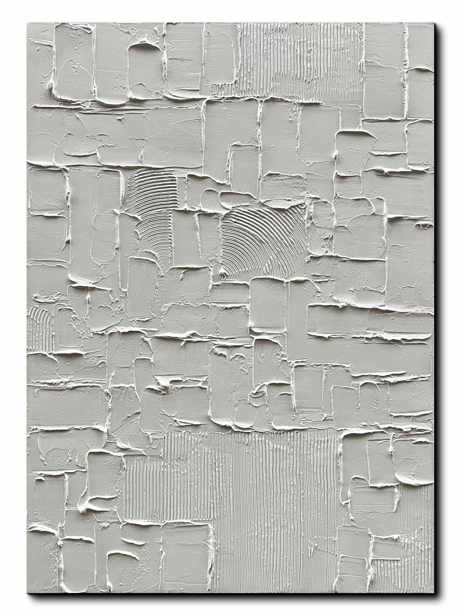 Hand-Painted White Textured Oil Painting on Canvas - Modern Minimalist Abstract Wall Art for Living Room, Bedroom & Office Decor - 28x40 Inch White Artwork for Contemporary Home Interior Design