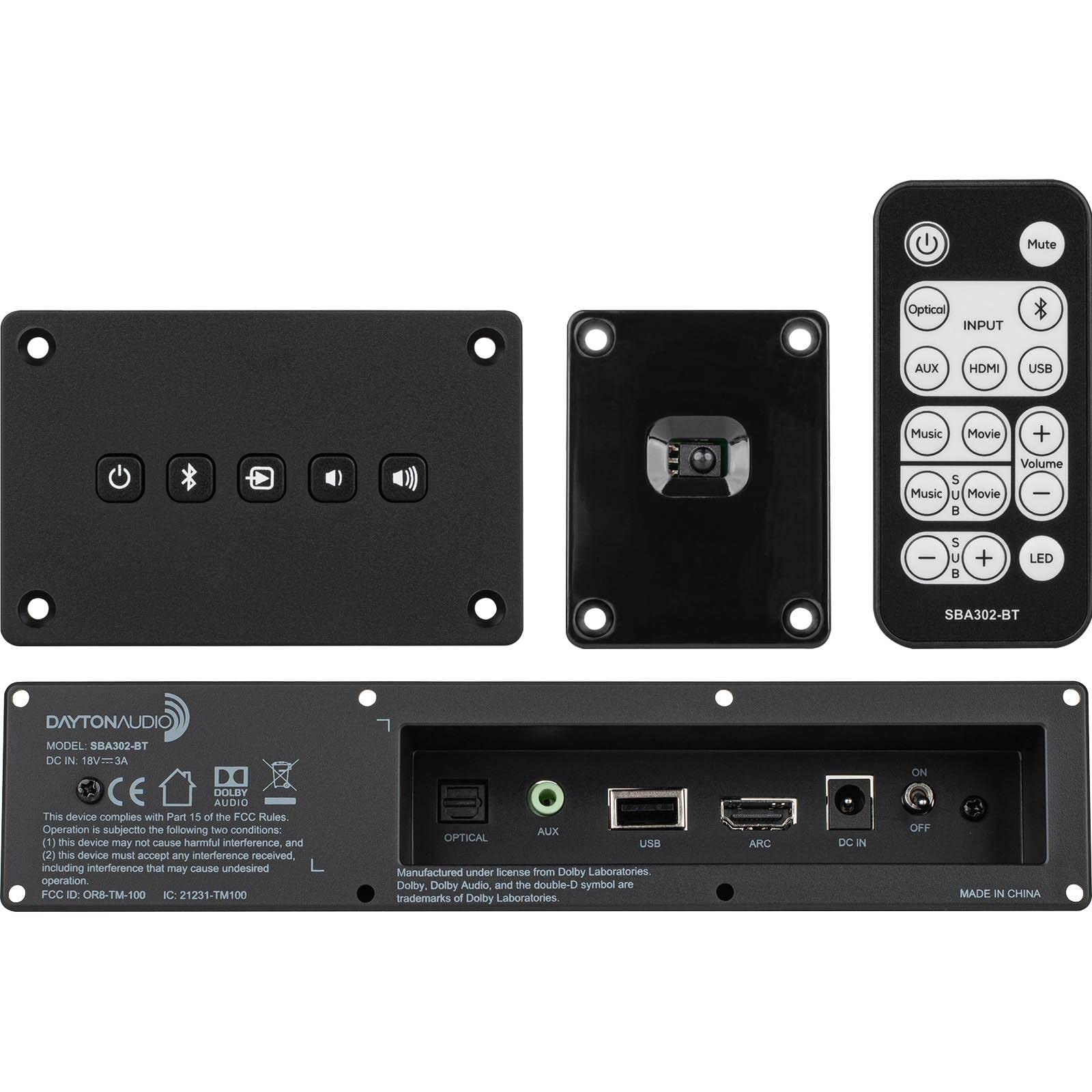 Dayton Audio SBA302-BT Bluetooth Sound Bar Amplifier Kit with IR Remote - Perfect for Home Theater & TV Audio Enhancement