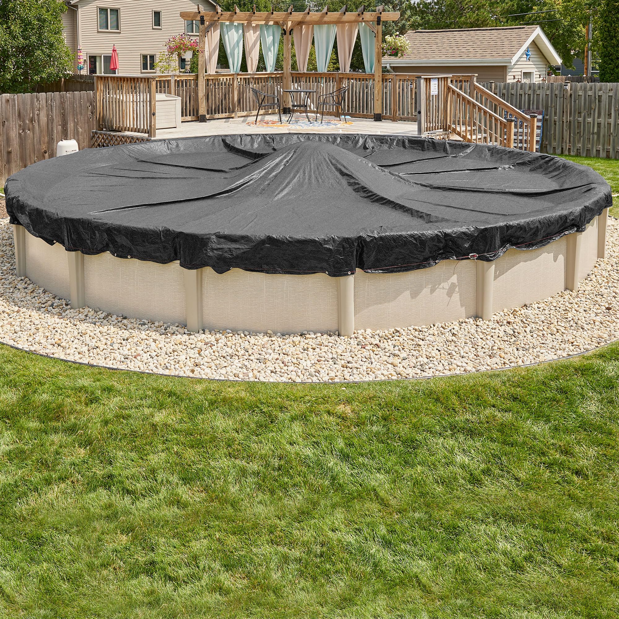 Commercial-Grade Winter Pool Cover for Above Ground Pools 21' Round - Heavy Duty Tear-Resistant Mesh - Affordable Winter Protection for Inground & Above Ground Pools - Perfect for Snow, Leaves & Debris Protection