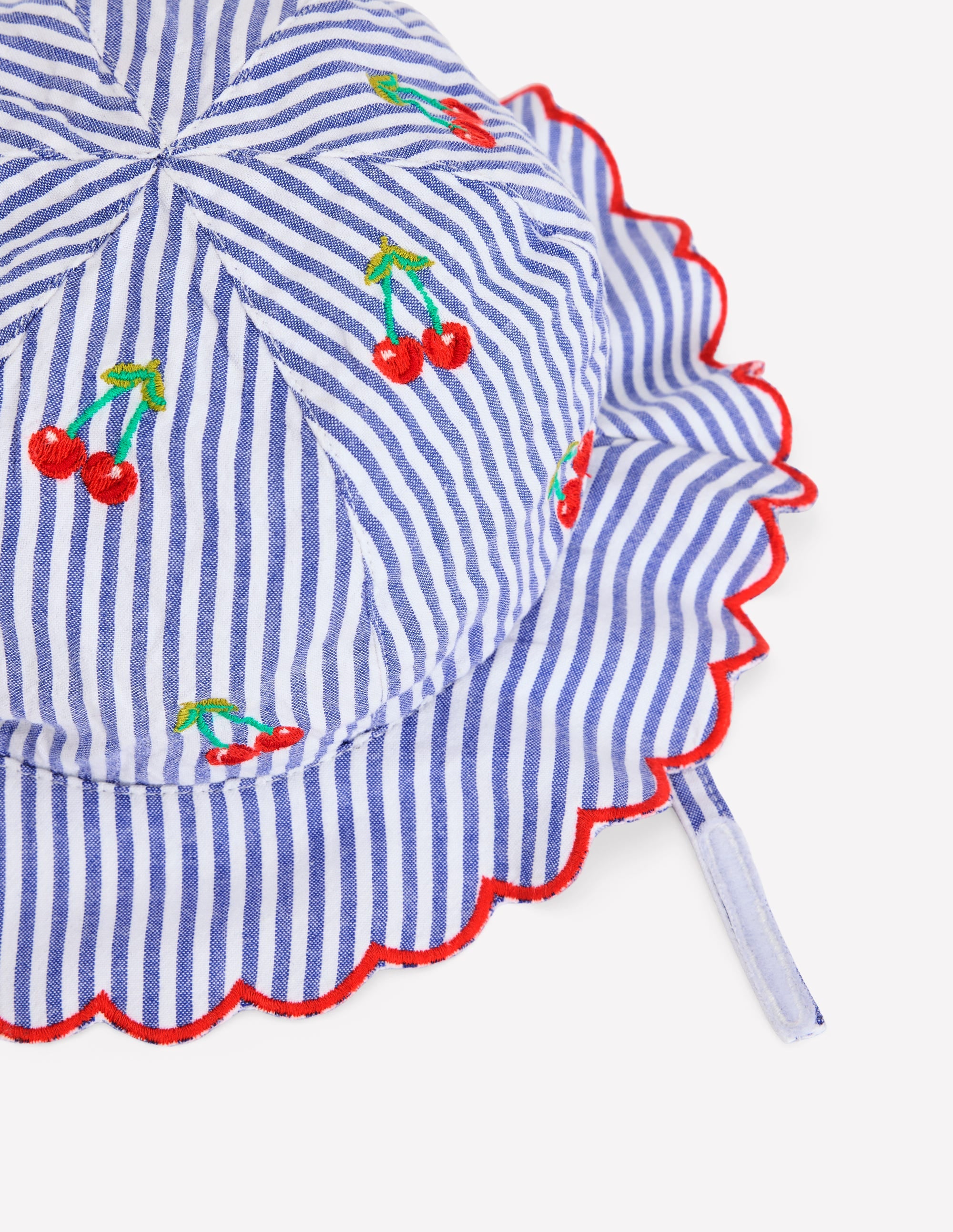 Baby Sun Hat with Blue Ticking Cherries Design - UPF 50+ UV Protection for Infants & Toddlers - Perfect for Beach, Park, and Outdoor Adventures