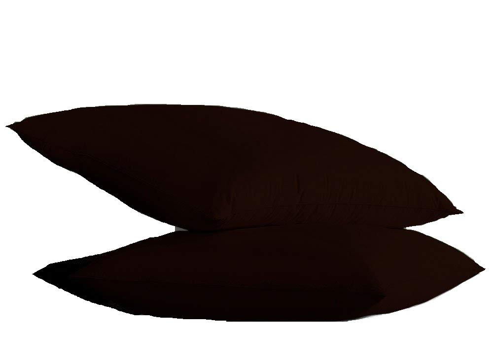 Luxury 600 Thread Count Egyptian Cotton Pillowcases Set of 2 - Envelope Closure, Chocolate Solid Color, Standard/Travel Size (13
