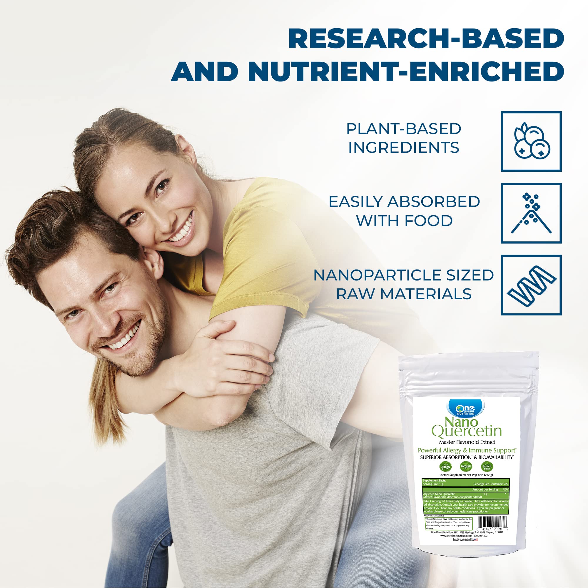 Nano Quercetin Powder 8 oz (227 Servings) | Premium Sophora Japonica Extract for Enhanced Absorption | Immune Support & Antioxidant Benefits | Non-GMO, Vegan Supplement | Perfect for Daily Wellness & Immune Boosting