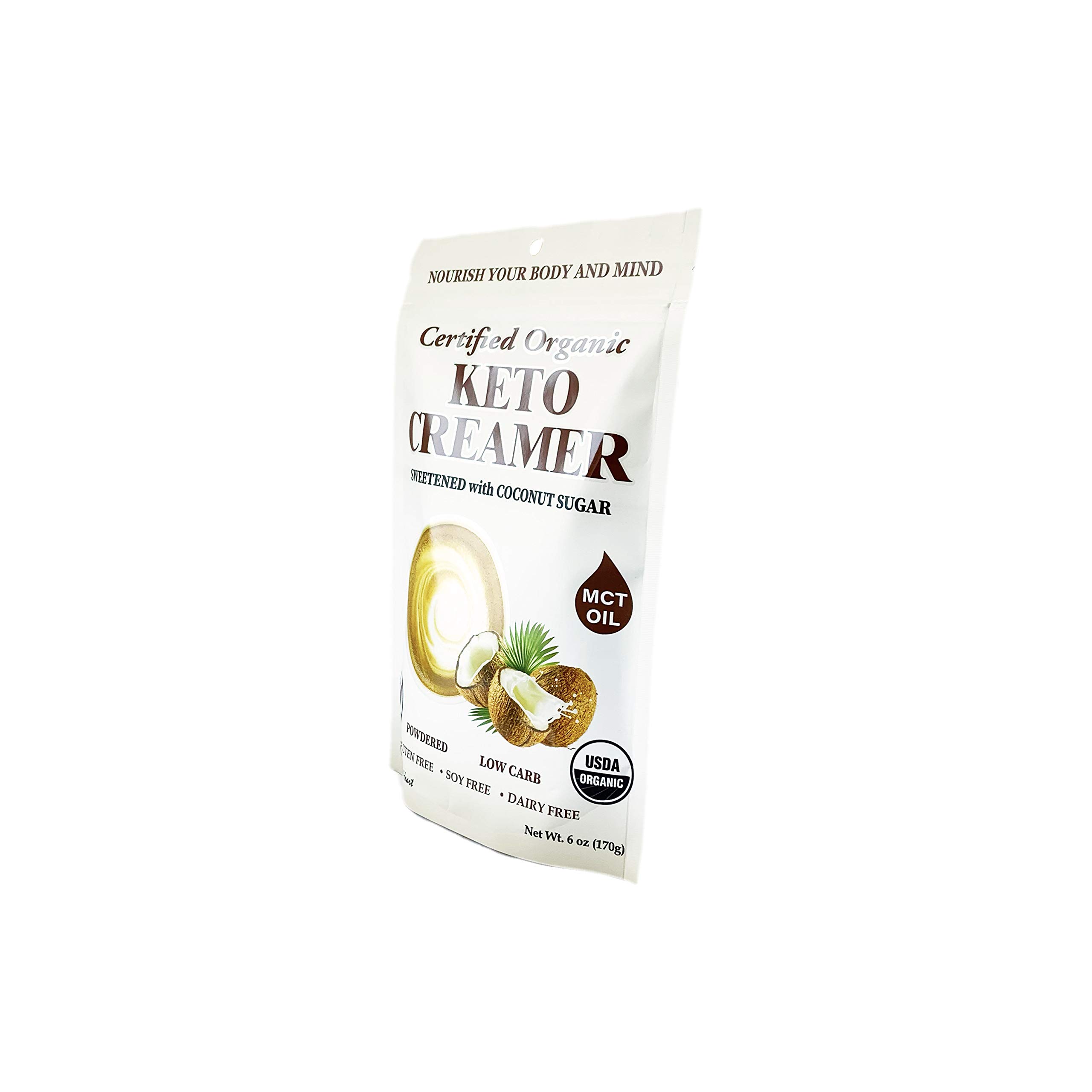 Organic Keto Coffee Creamer with MCT Oil - Dairy Free, Low Carb, Coconut Sugar Sweetened - Perfect for Bulletproof Coffee & Ketogenic Diet (6oz)