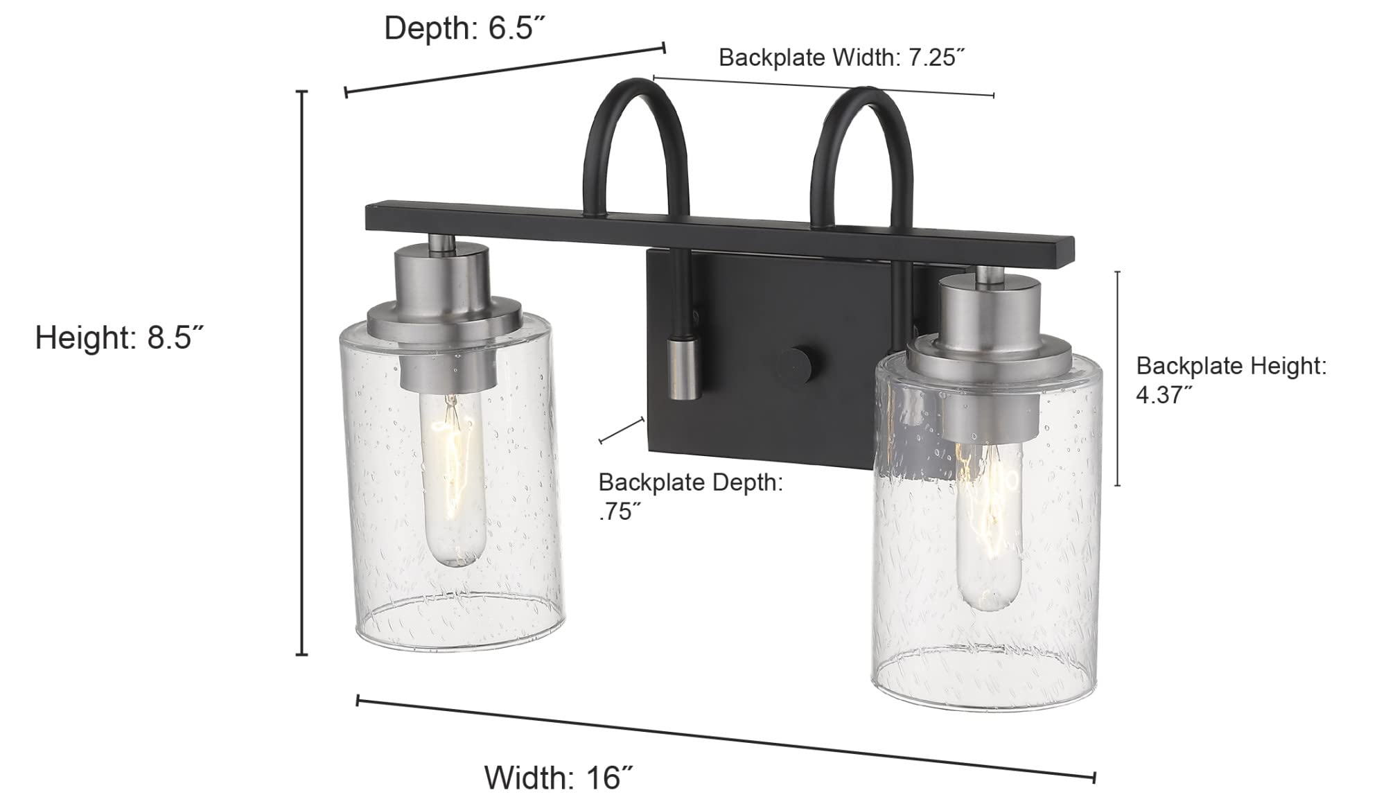 Millennium 3512-MB/BN Modern Two Light Bathroom Vanity Light Fixture in Black - Perfect for Bathroom Mirror Lighting and Vanity Makeup Area