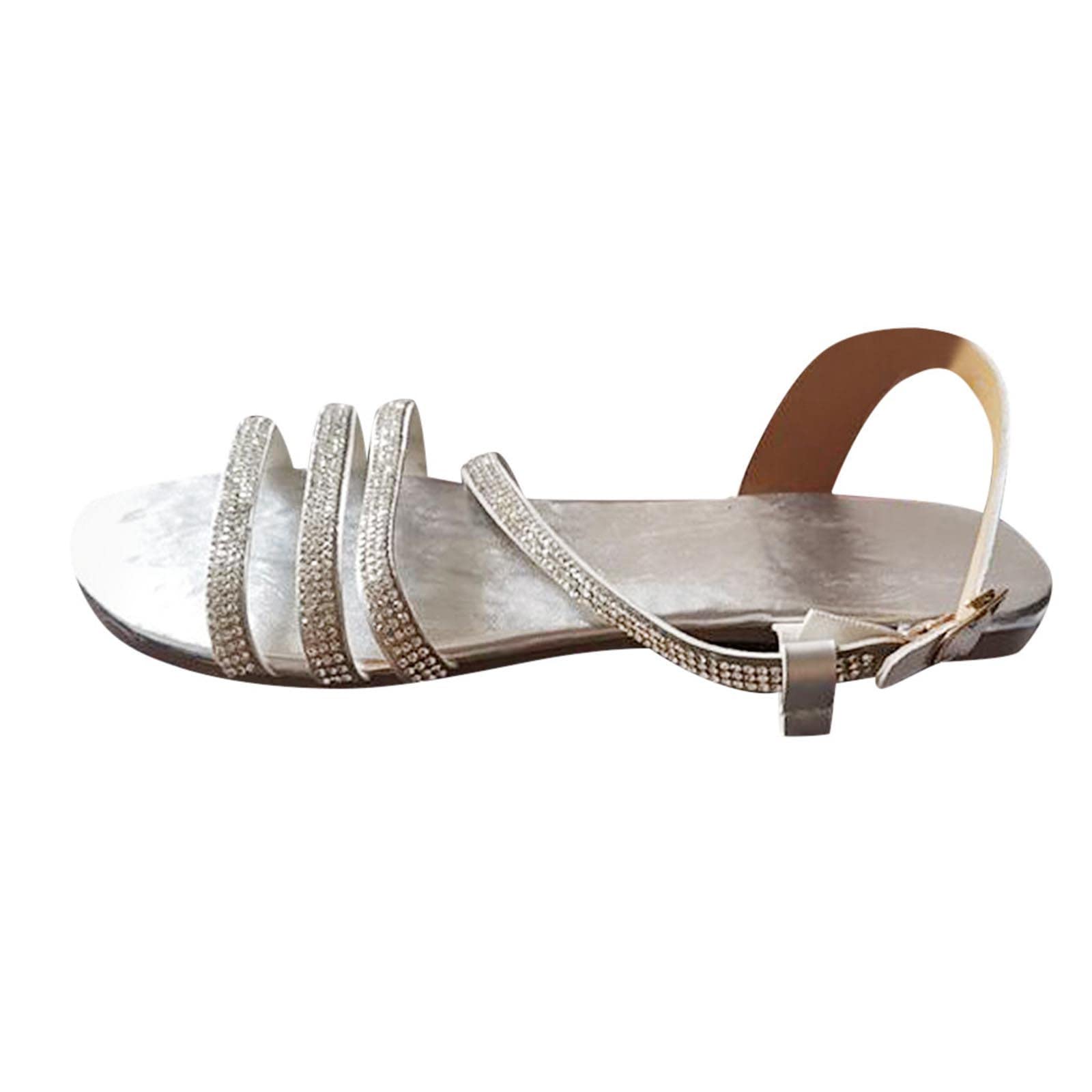 Sparkling Rhinestone Sandals for Women - Comfortable Shining Flat Sandals for Travel, Beach, Parties & Summer Outfits