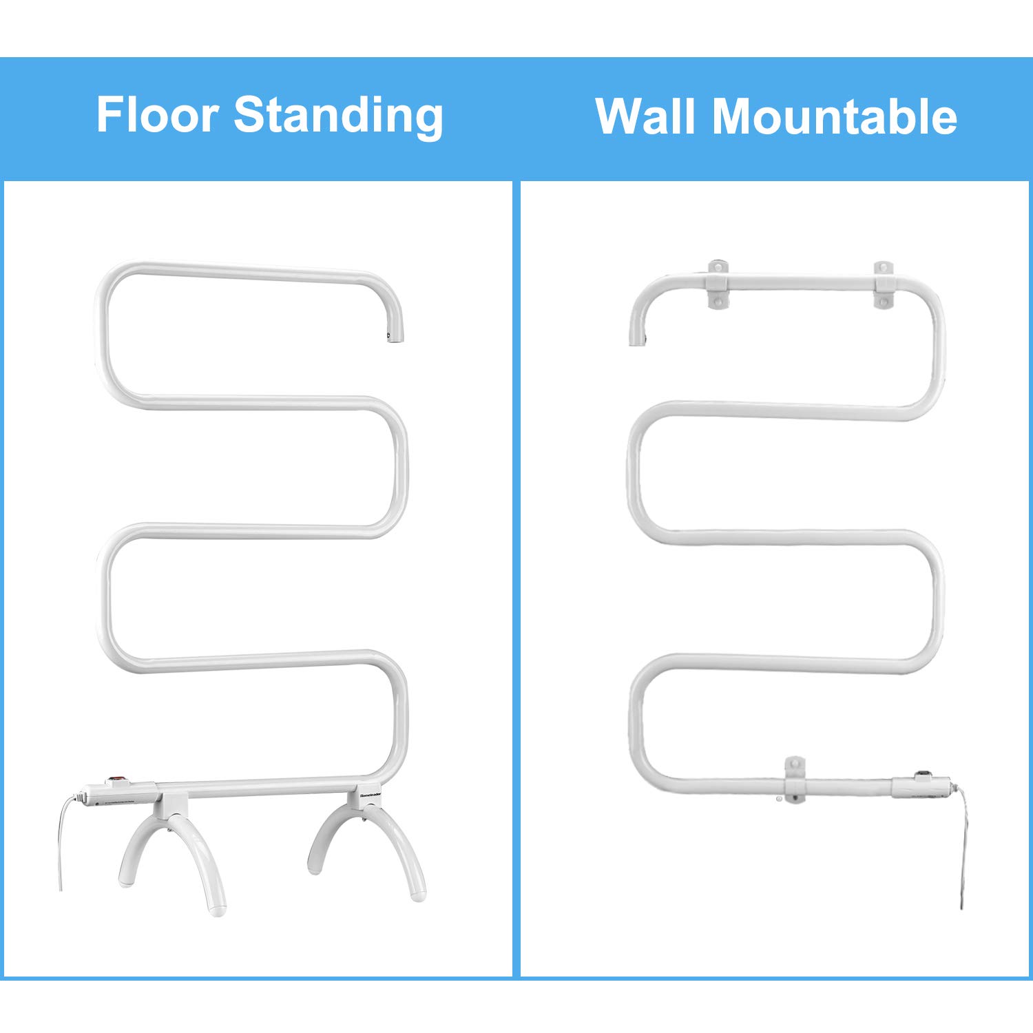 Homeleader Electric Towel Warmer & Drying Rack - 120W Wall Mount or Freestanding Bathroom Heated Towel Rack for Spa, Luxury Hotels & Cozy Home Use