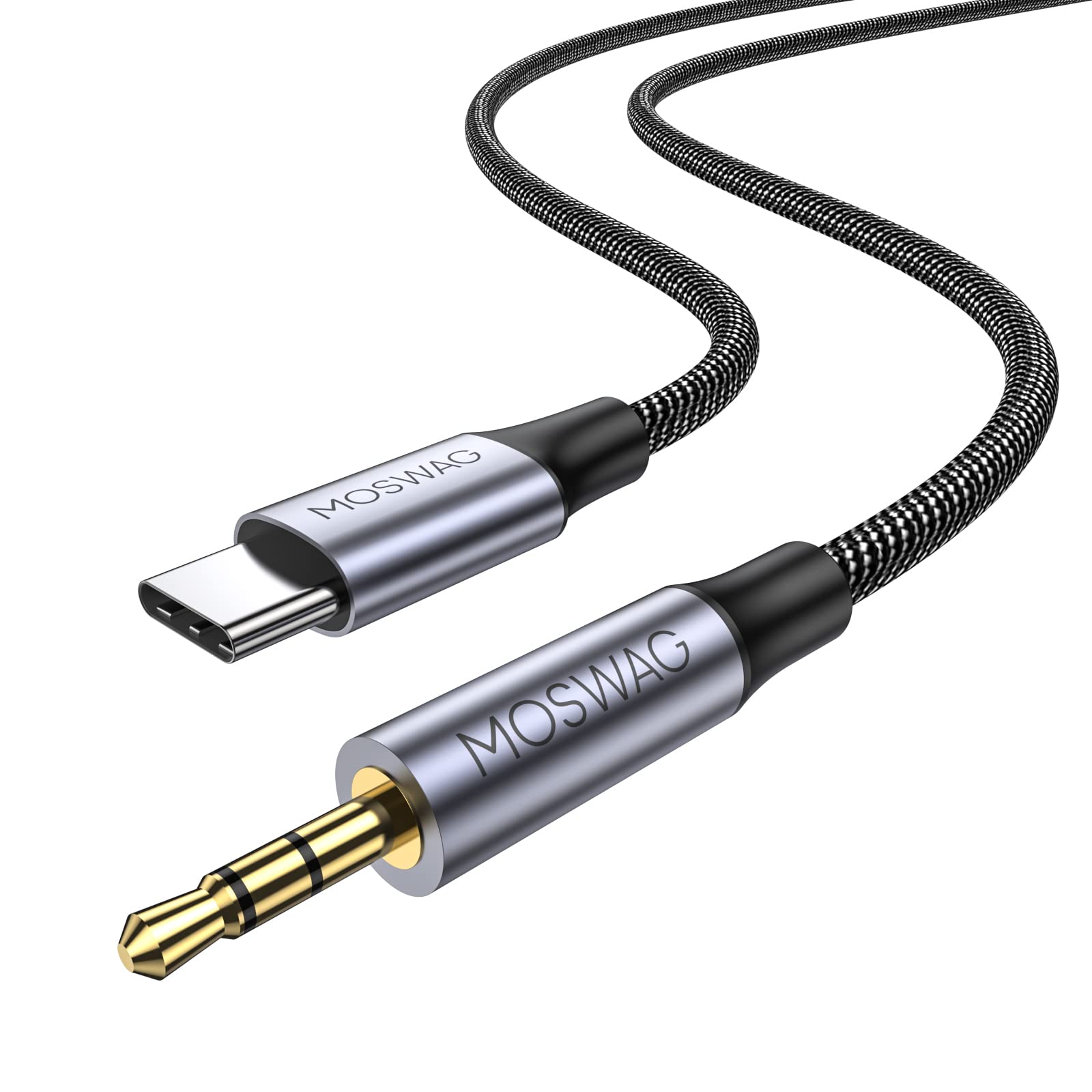 MOSWAG USB C to 2.5mm Audio Cable - Compatible with Bose QuietComfort SE/QC45/QC35 II/QC35/QC25 Headphones - 3ft Braided Aux Extension Cord for Travel, Gaming & Home Audio Use