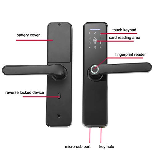 EBTOOLS Smart Fingerprint Door Lock - Keyless Entry with Touchscreen, Mechanical Keys, IC Card & Tuya App Access - Secure Digital Front Door Lock for Home & Office Use