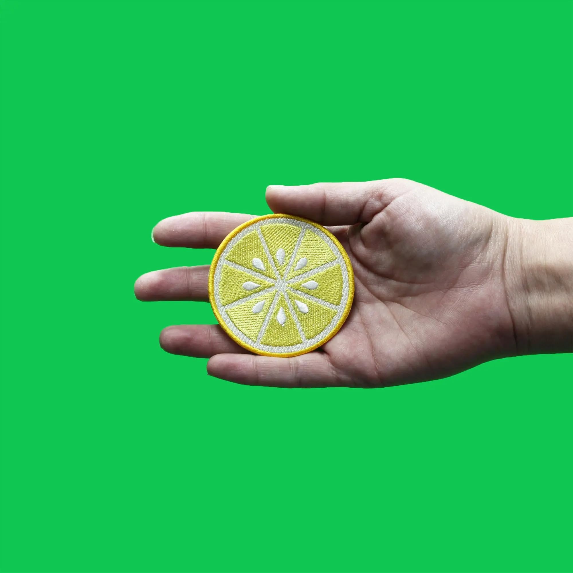 Fresh Cut Lemon Slice Round Iron On Embroidered Patch - DIY Clothing, Bags, Hats Decoration for Kids & Adults