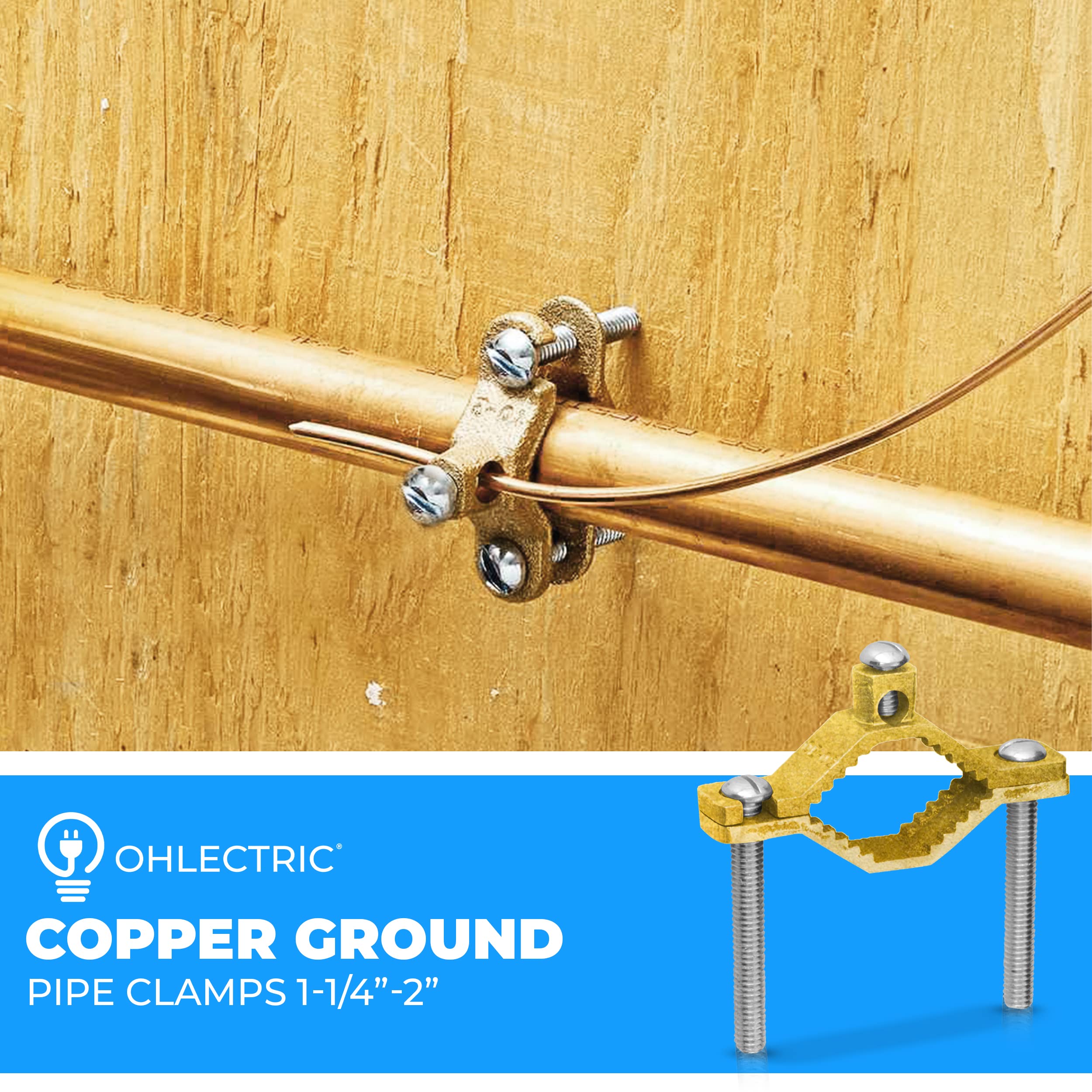 OHLECTRIC 5 Pack Heavy Duty Copper Ground Clamp for ½