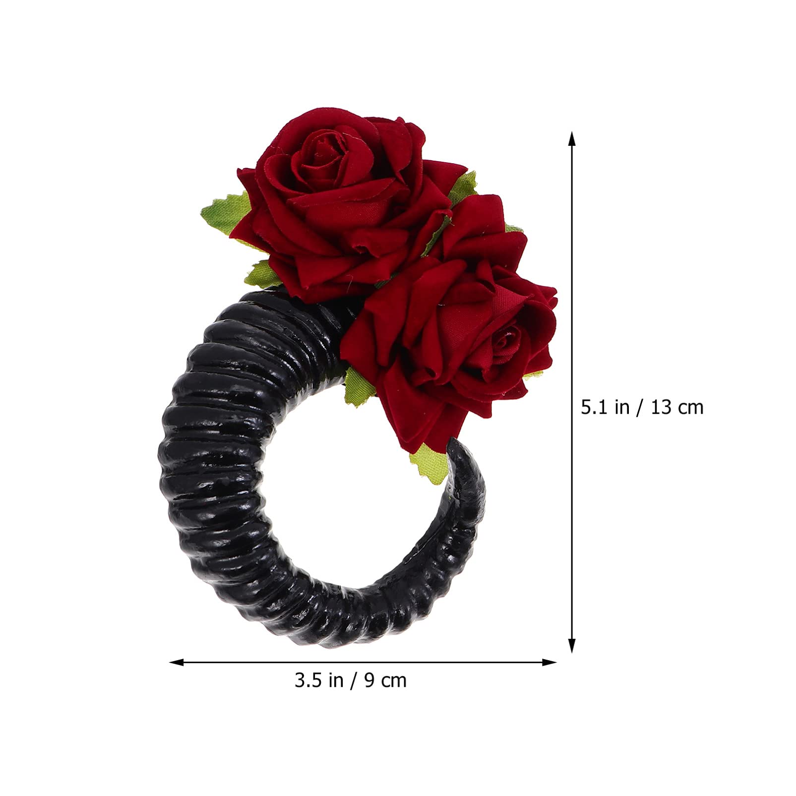 FRCOLOR Black Devil Sheep Horn Hair Clip with Red Rose - Gothic Cosplay Headband for Halloween, Party, and Costume Accessories | Perfect for Cosplay, Halloween Costumes, and Themed Parties