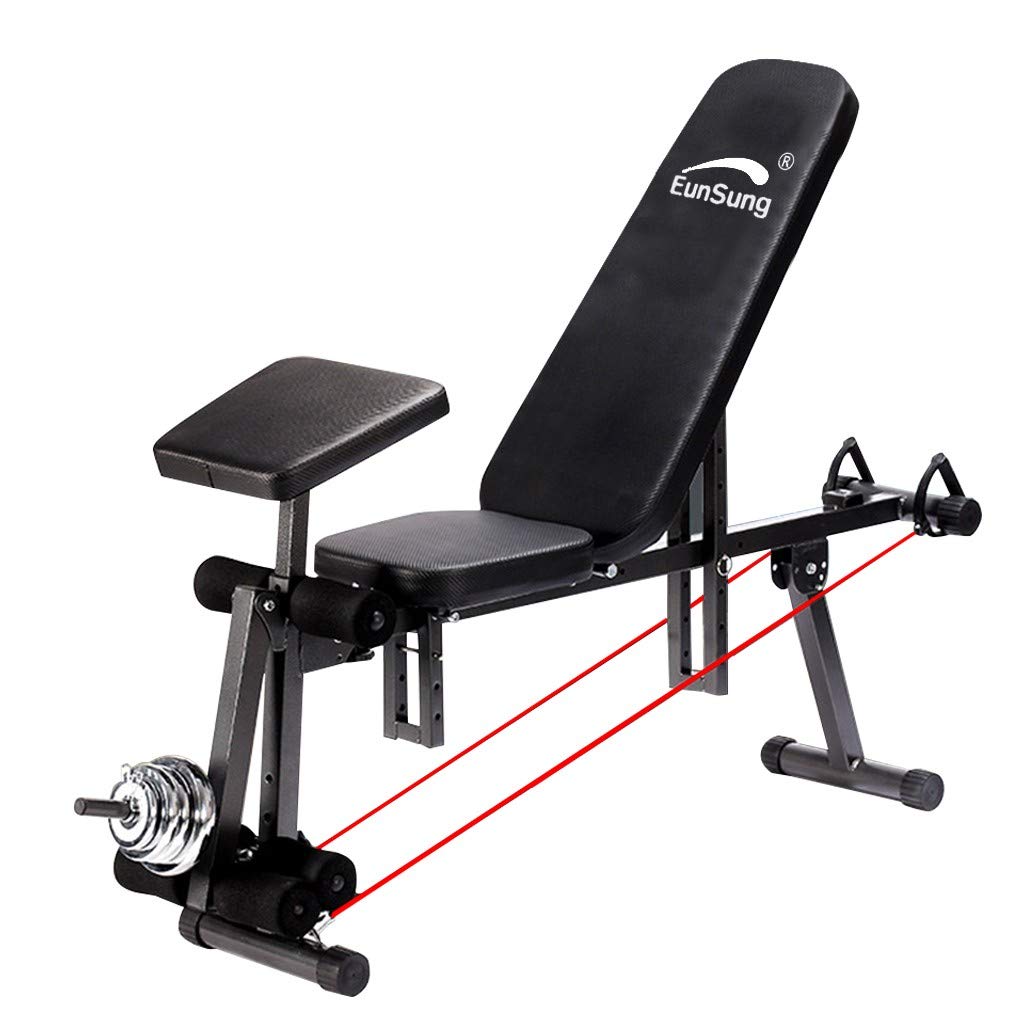 Mosunx Adjustable Weight Bench for Home Gym - Incline/Flat Workout Bench for Sit-Ups, Abs Training & Weight Press - Black (Set A) | Perfect for Strength Training, Bodybuilding & Home Fitness