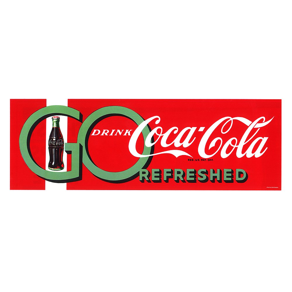 Trademark Fine Art Go Drink Coke Poster by Coca-Cola - 14x32 Inch Vintage Advertising Art Print for Home, Office & Bar Decor