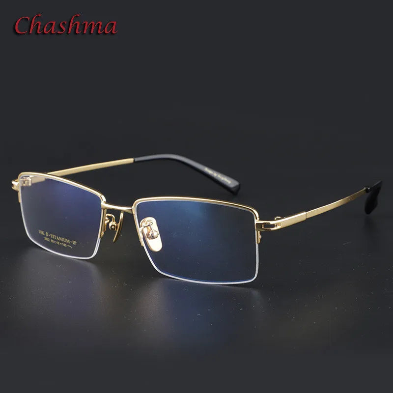 Men's Titanium Semi-Rimless Square Eyeglasses - Lightweight & Durable Frame for Work, Reading & Everyday Use