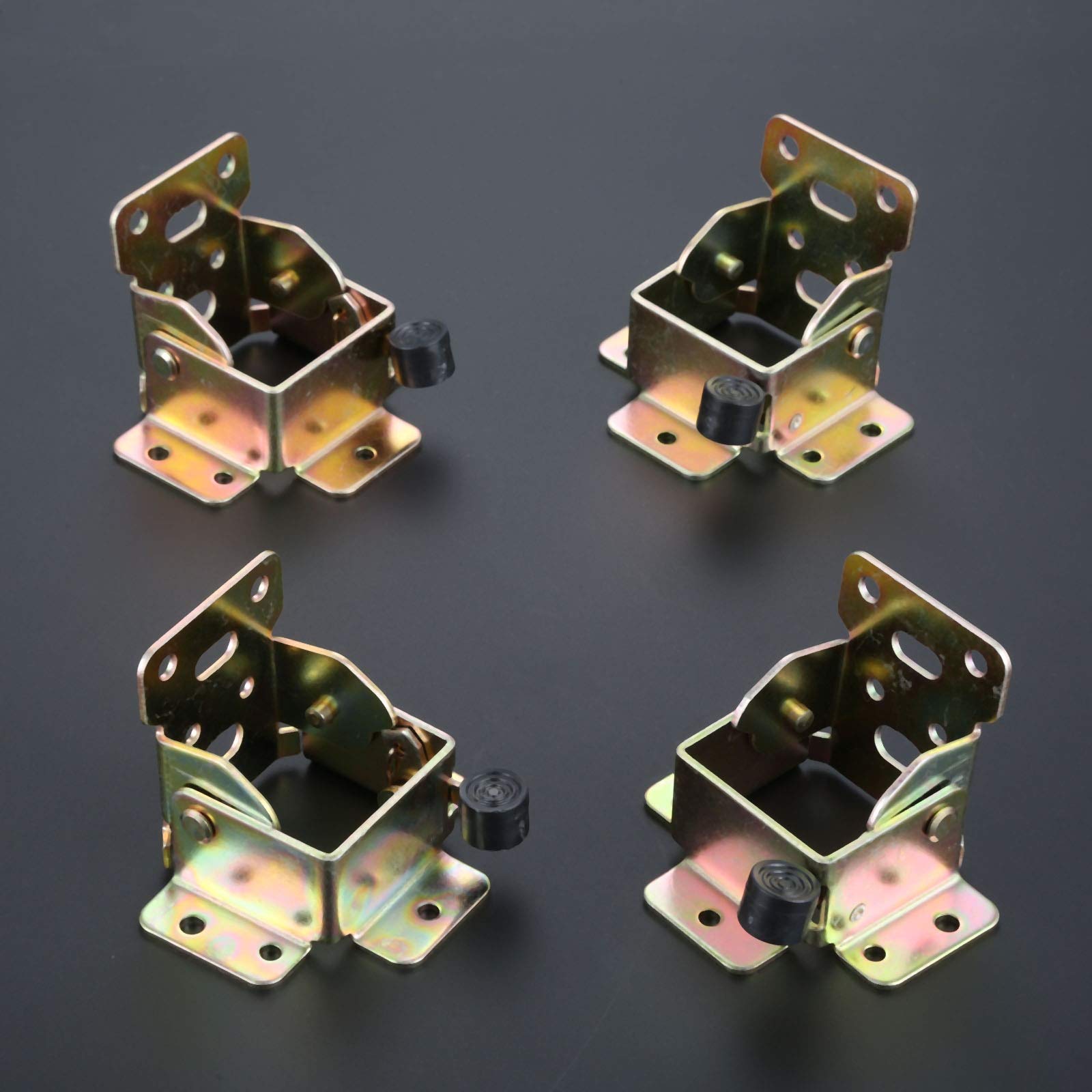 4Pcs Self-Locking Cabinet Hinges - Heavy Duty Iron Folding Table Leg Brackets for Chairs, Desks & Furniture - Perfect for DIY Projects, Home Office & Space-Saving Furniture