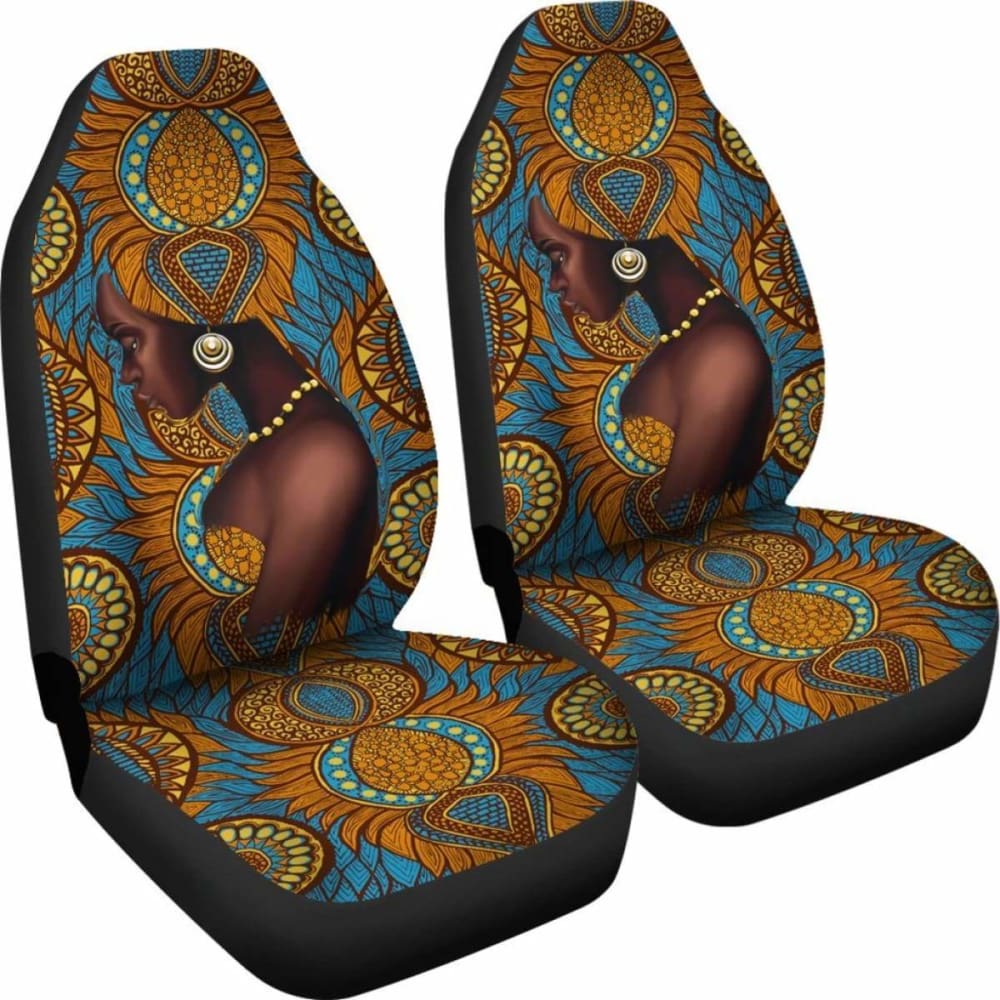 African Print Car Seat Covers - Black Girl Floral Design (39