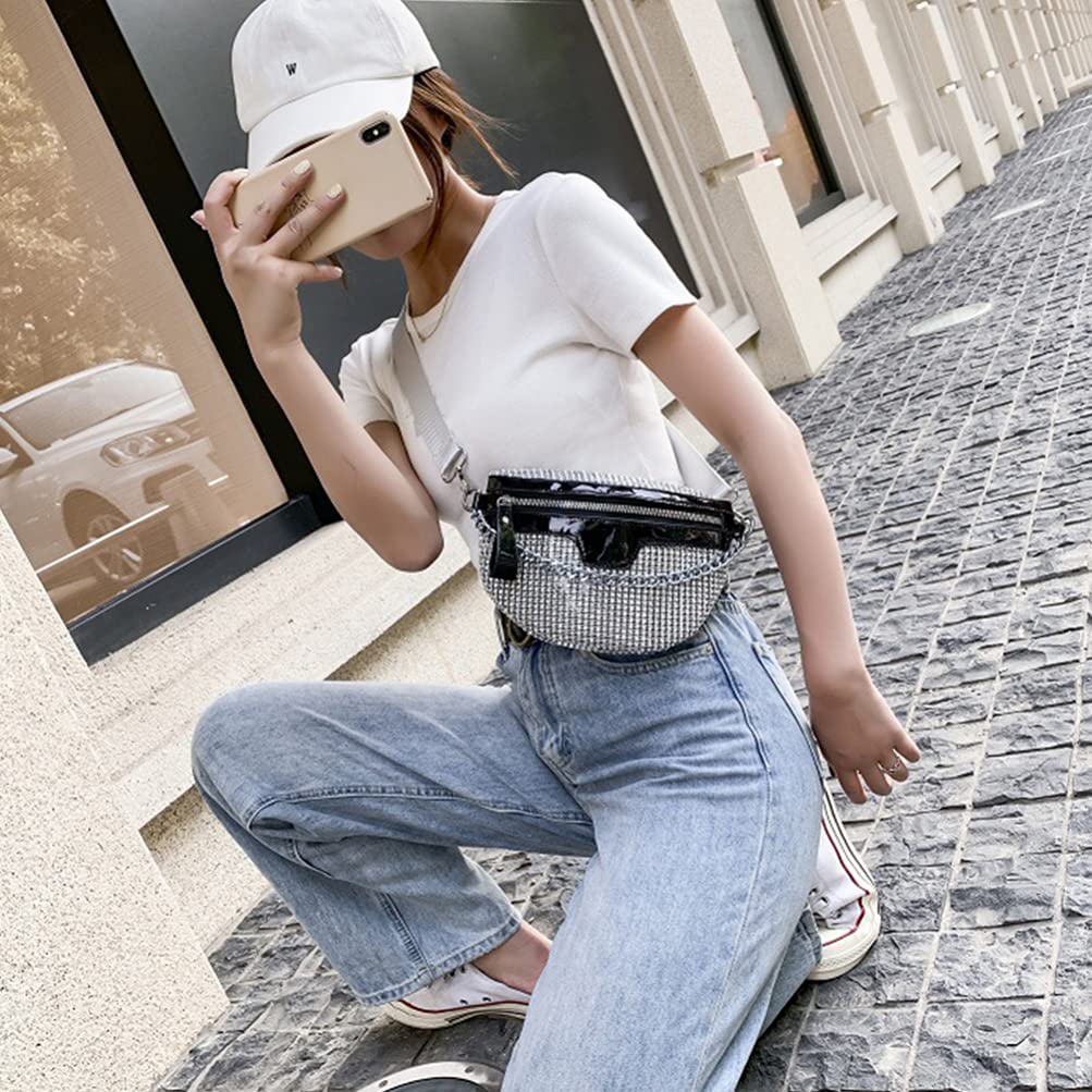 Stylish Rhinestone Waist Bag for Women - Crossbody Pouch, PU Leather Messenger Bag, Festival Purse & Wallet - Perfect for Concerts, Travel, and Everyday Use