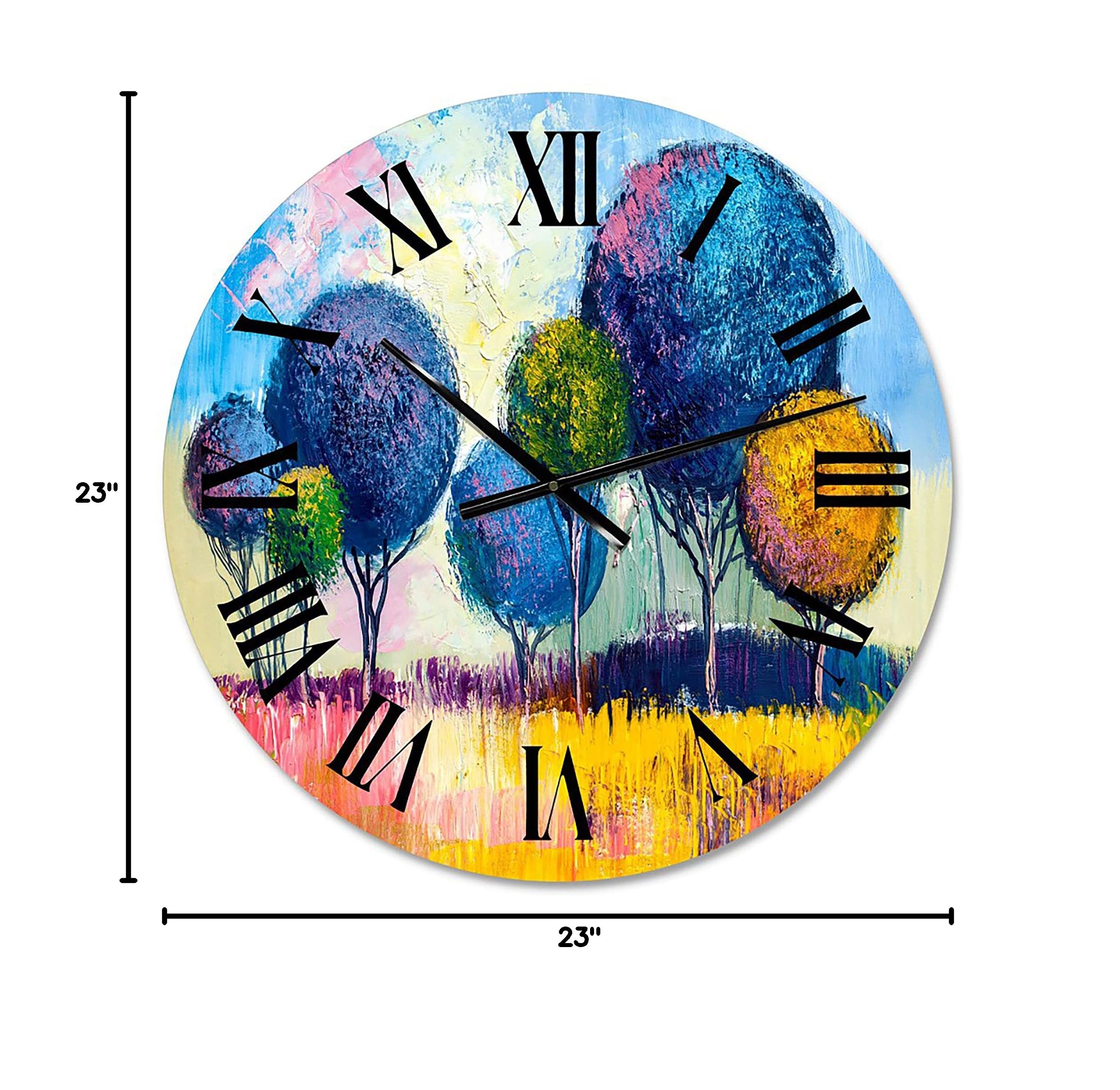 Autumn Fantasy Trees III - Modern Large Wall Clock for Home & Bedroom Decor | Nature Landscape Design | Perfect for Living Room, Office & Gift Giving