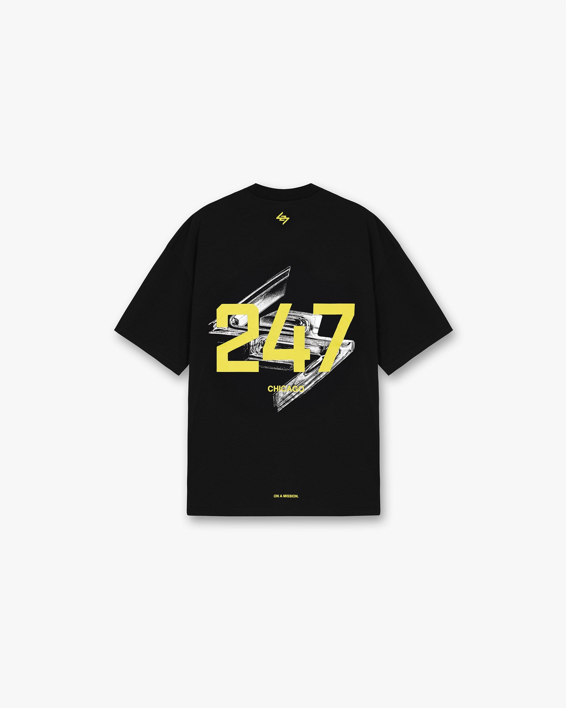 247 Chicago Oversized T-Shirt for Men & Women - Jet Black - Soft Cotton Comfort Fit - Streetwear & Casual Style - Perfect for Everyday Wear, Travel & Urban Fashion