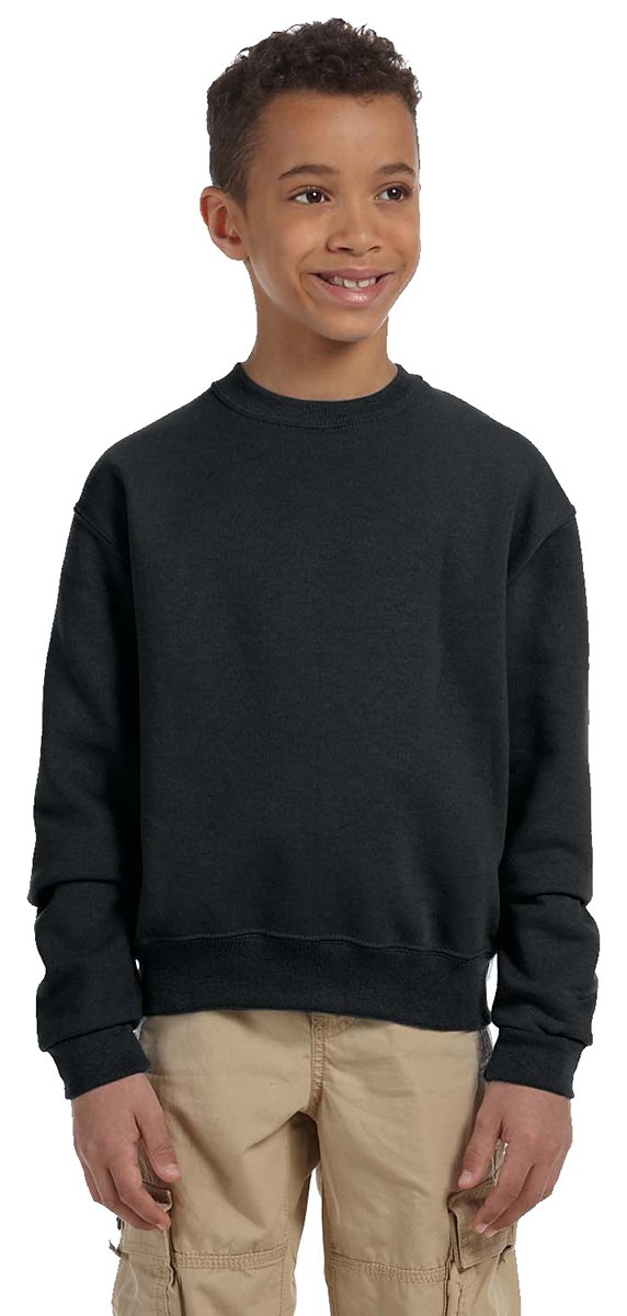 Jerzees Youth NuBlend Crew Neck Sweatshirt 562B - Soft Cotton Blend Pullover for Boys & Girls, Chocolate Brown - Perfect for School, Sports & Casual Wear