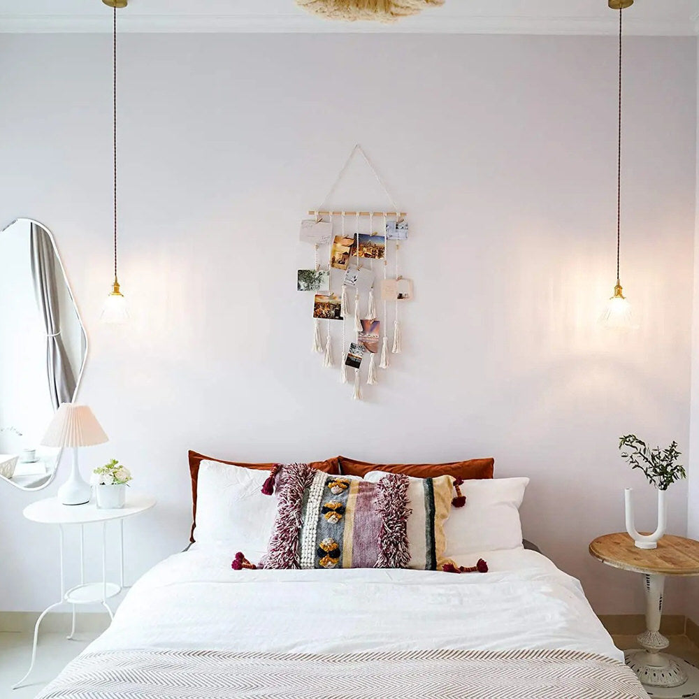 Handmade Macrame Wall Hanging for Photos - Boho Home Decor for Living Room, Bedroom or Nursery - Perfect for Displaying Polaroids, Art Prints and Memories