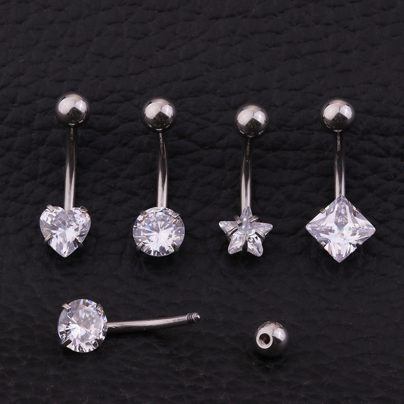14G Surgical Steel Heart Navel Belly Button Ring - Durable Body Jewelry for Women | BR8565 | Perfect for Everyday Wear, Parties & Piercing Collection