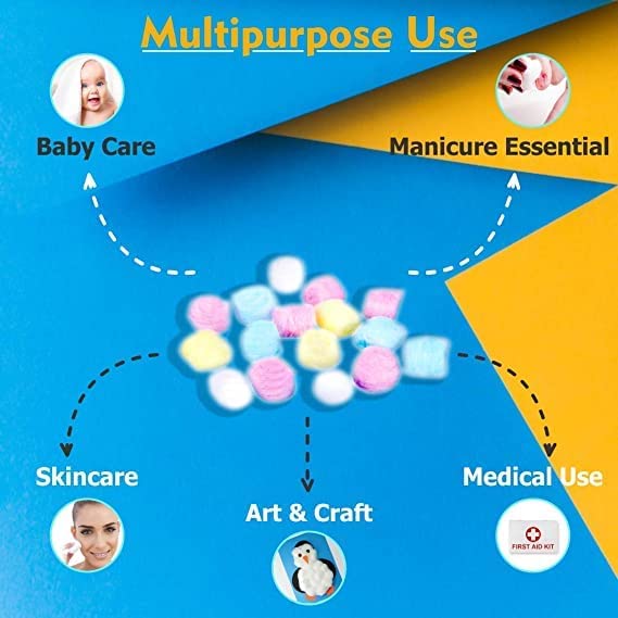 Premium 50-Pack Multi-Purpose Cotton Balls for Skin Care, Makeup & Nail Polish Removal | Soft, Hypoallergenic Facial Pads | Ideal for Eye Makeup Removal, Face Cleansing & Manicures