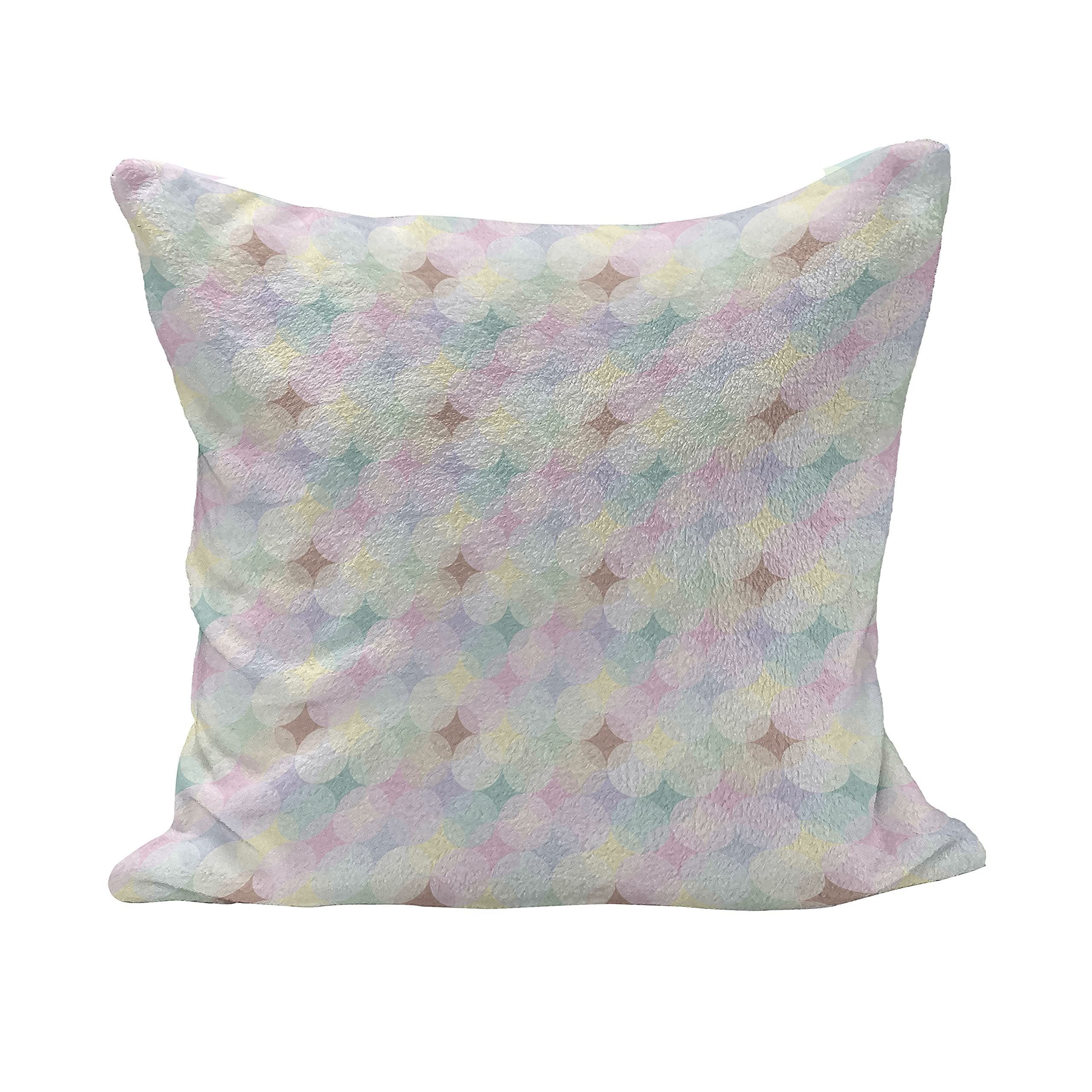 Ambesonne Geometric Circle Fluffy Throw Pillow Cover 40x40 Inches - Soft Abstract Star Pattern Cushion Case for Sofa, Bed, Chair - Multicolor Decorative Square Accent Pillow for Living Room, Bedroom, Office