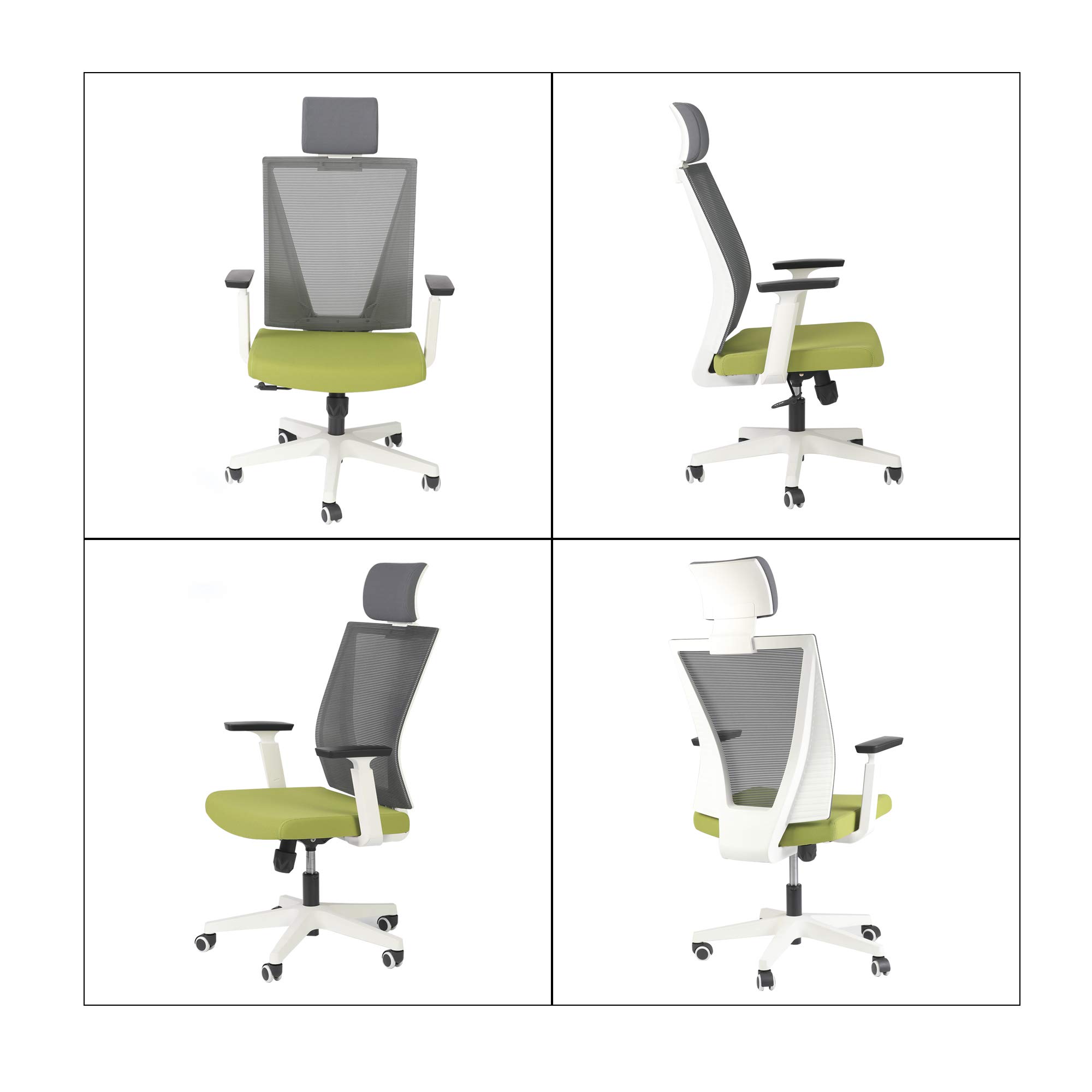 Ergonomic Mesh Office Chair with Lumbar Support - Adjustable Height Swivel Computer Desk Chair with Headrest & Armrest for Home Office, Conference, and Executive Workspaces - Comfortable High Back Task Chair for Long Hours of Work
