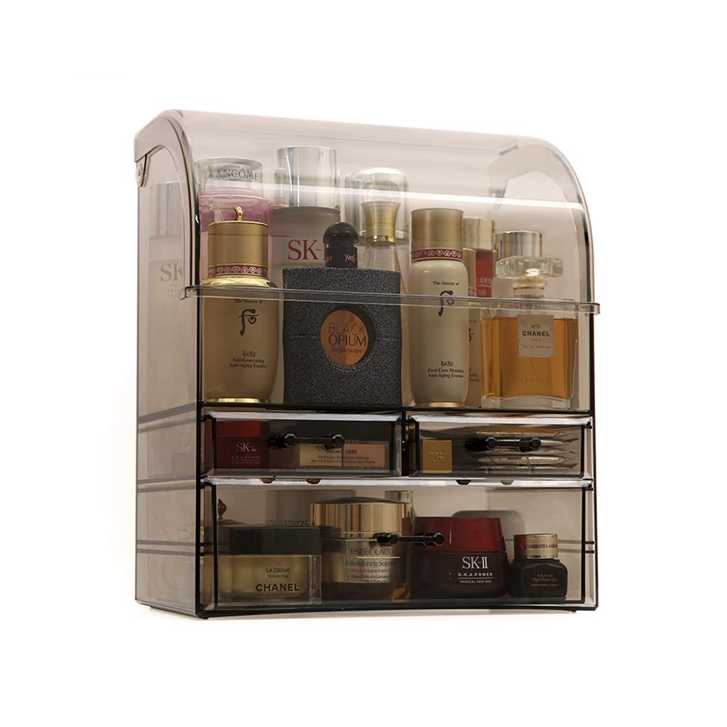 Clear Acrylic Makeup Organizer with Drawers - Dustproof Cosmetic Storage Box for Vanity & Bathroom Counter | Perfect for Skincare, Makeup Brushes & Beauty Products Organization