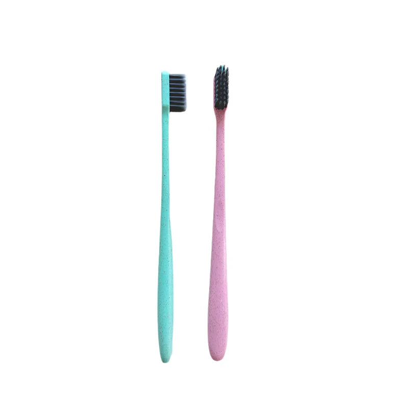 Eco-Friendly Wheat Straw Soft Bamboo Charcoal Bristle Toothbrush - Biodegradable, Natural & Sustainable Oral Care for Home, Travel & Daily Use
