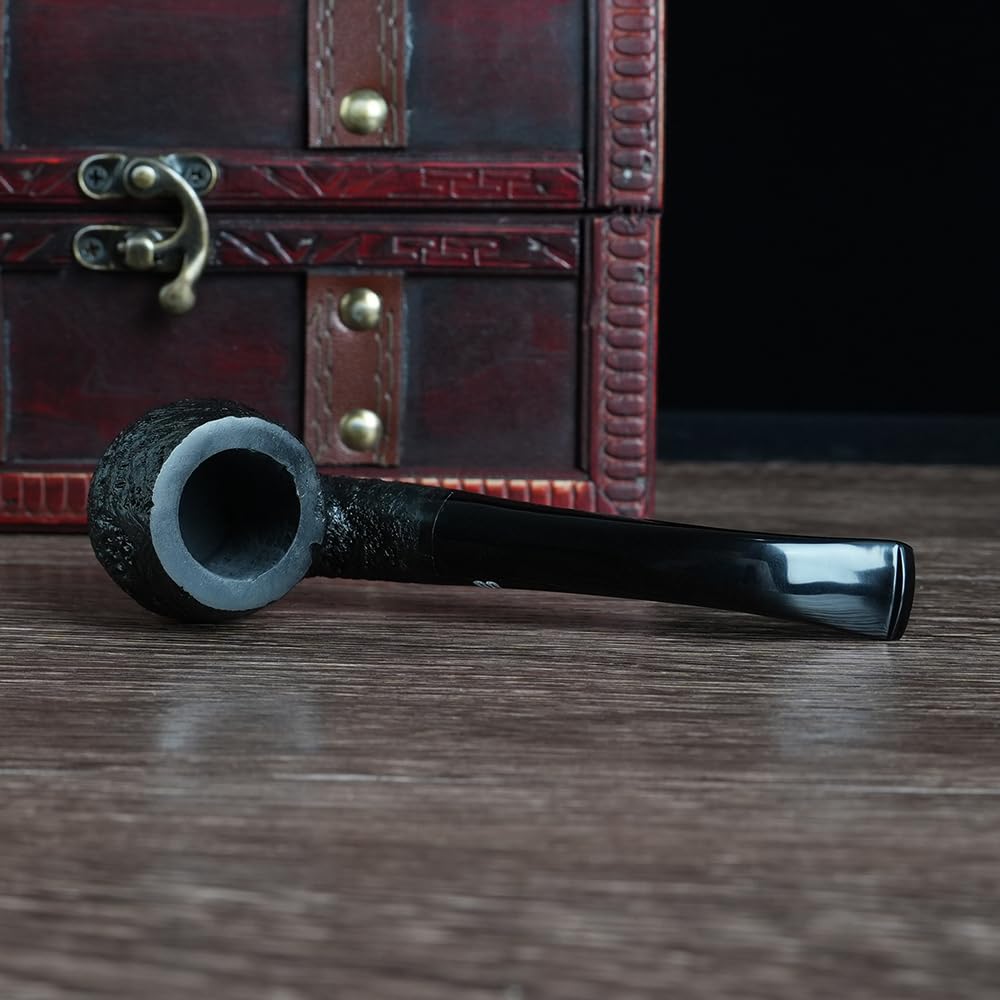 Classic Style Wooden Briar Pipe with Bent Stem - MUXIANG AA0019PS-S Tobacco Pipe for Relaxation & Collection | Perfect for Smoking Enthusiasts & Gift Giving