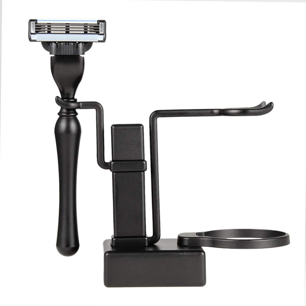 Healifty 2-Pack Men's Shaver Rack - Beard Shaving Bowl & Brush Holder for Wet/Dry Shaving - Perfect for Bathroom Countertop Organization & Grooming Station Accessories