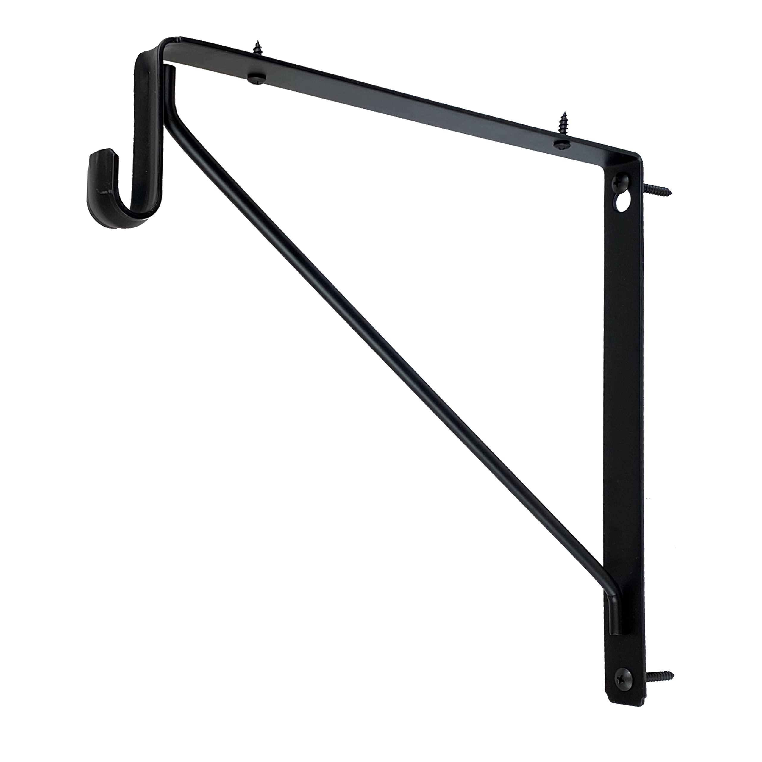 Heavy Duty Welded Oval Closet Rod & Shelf Support Bracket - Matte Black (10 Pack) | Sturdy Closet Organization for Hanging Clothes & Storage