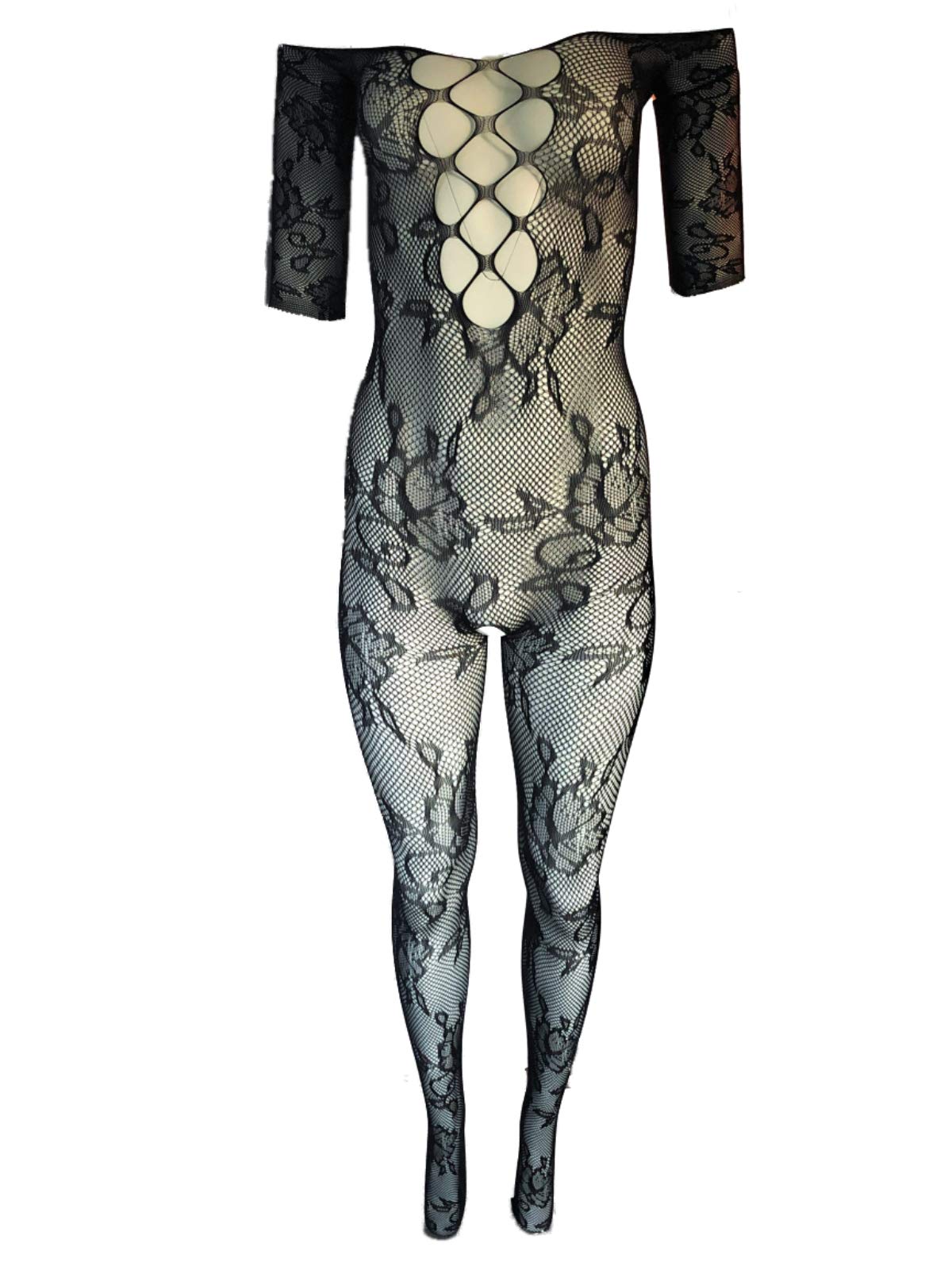 Sexy Half Shoulder Cross Front Design Bodystocking - Women's Lingerie for Date Night & Boudoir Photography