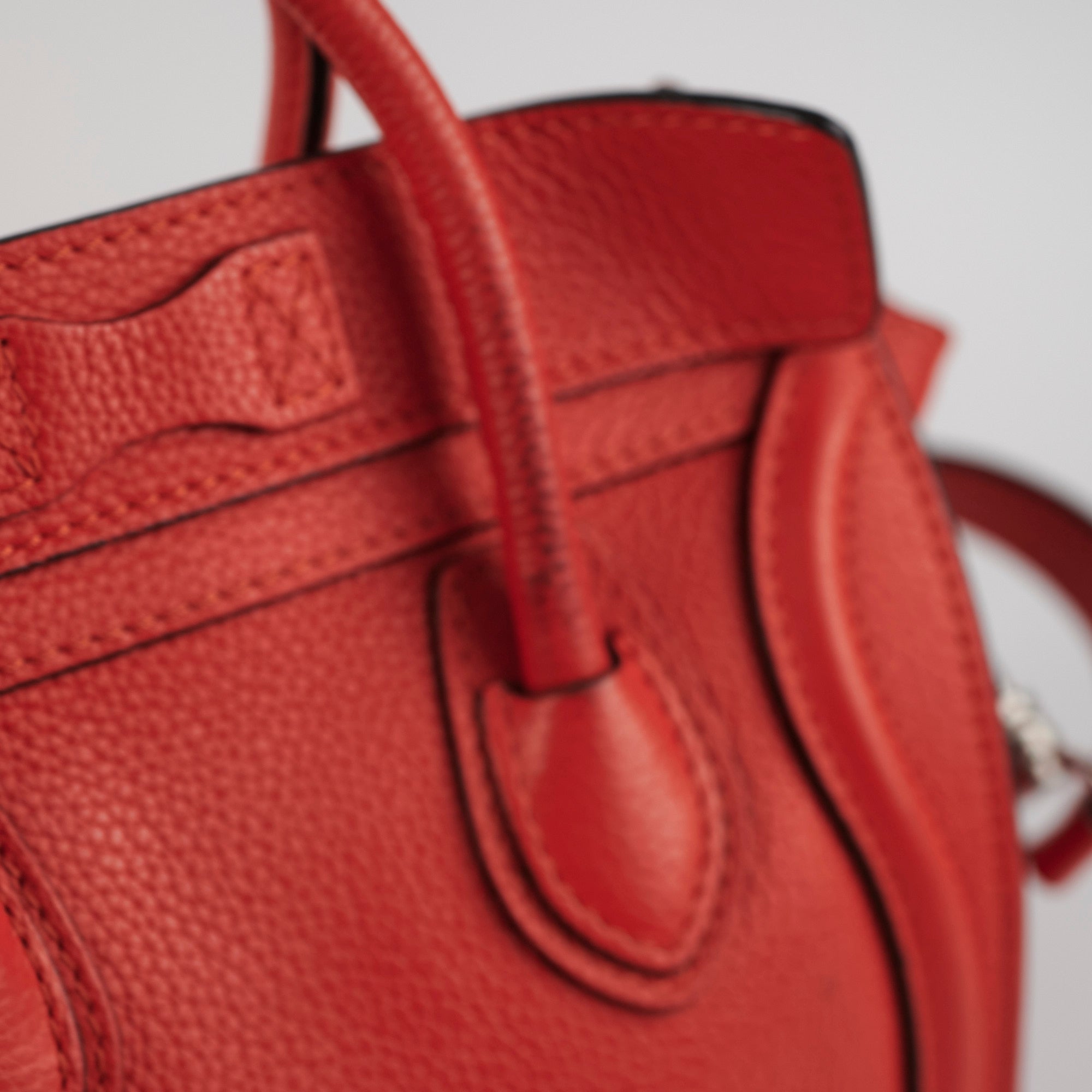 Celine Luggage Nano Handbag in Red | Genuine Leather Crossbody Bag for Women | Perfect for Work, Travel & Everyday Use