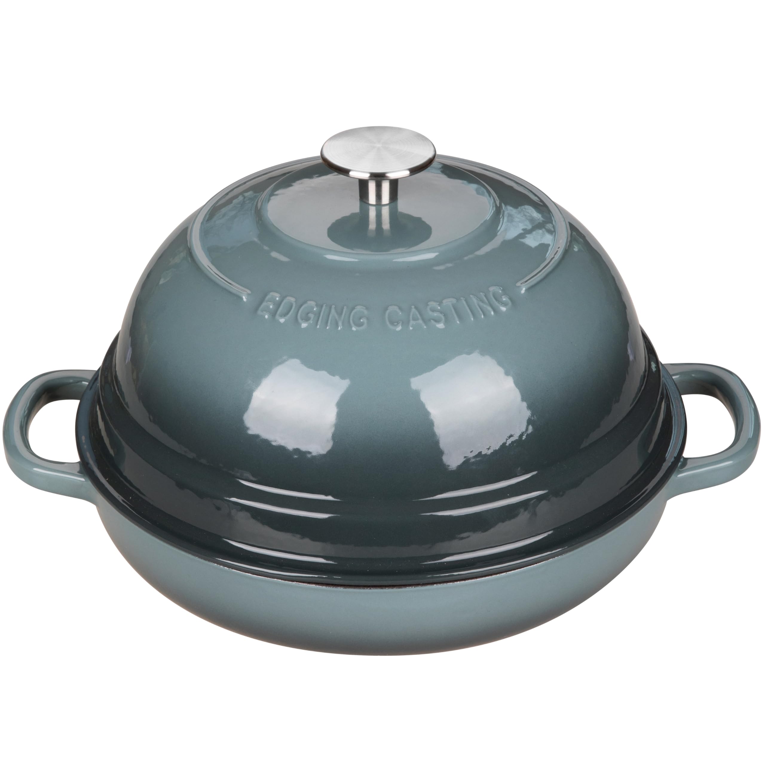 6 Quart Enameled Cast Iron Dutch Oven with Lid - Round Bread Baking Pot for Homemade Sourdough, Artisan Loaves & No-Knead Bread | Slate Blue Color | Perfect for Camping, Oven Baking & Kitchen Cooking