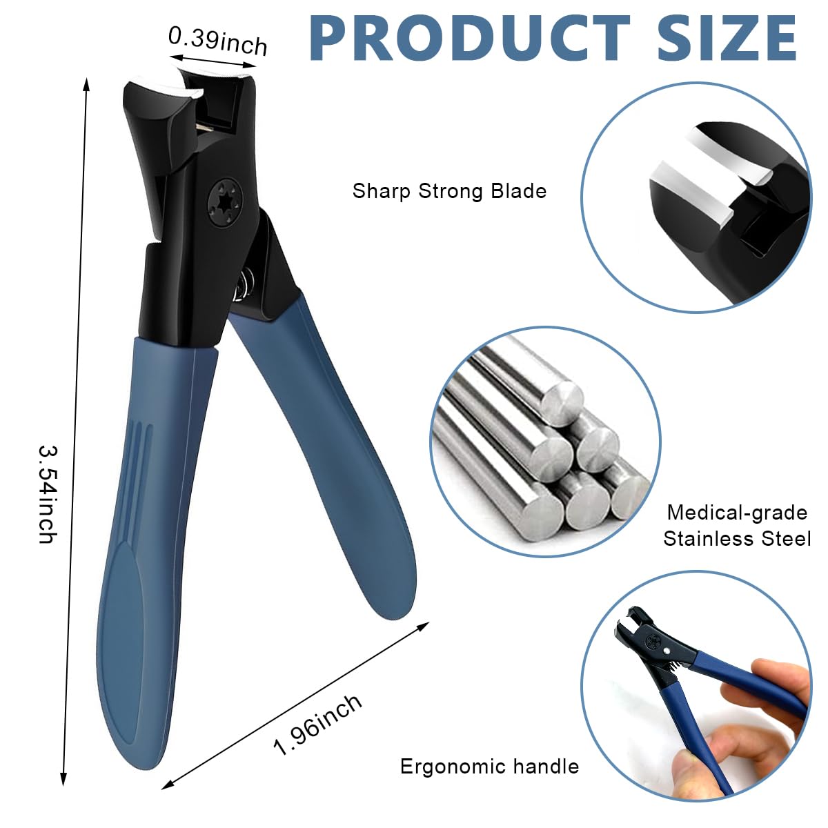 MAYCREATE® Heavy Duty Stainless Steel Nail Clippers for Thick & Tough Nails - Long Handle Toenail Clippers with Anti-Splash Design - Perfect for Adults, Seniors & Professional Manicures - Ideal for Home, Travel & Salon Use
