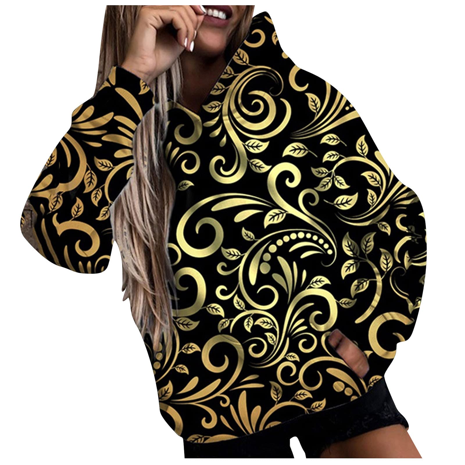 Women's Long Sleeve Printed Pullover Sweatshirt - Casual Winter Warm Hoodie Blouse for Women | Cozy Loungewear, Streetwear & Cold Weather Fashion