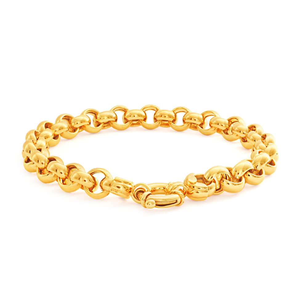9ct Yellow Gold Silver Filled Belcher Bracelet for Women - Elegant Adjustable Chain Jewelry Gift for Birthday, Anniversary & Special Occasions