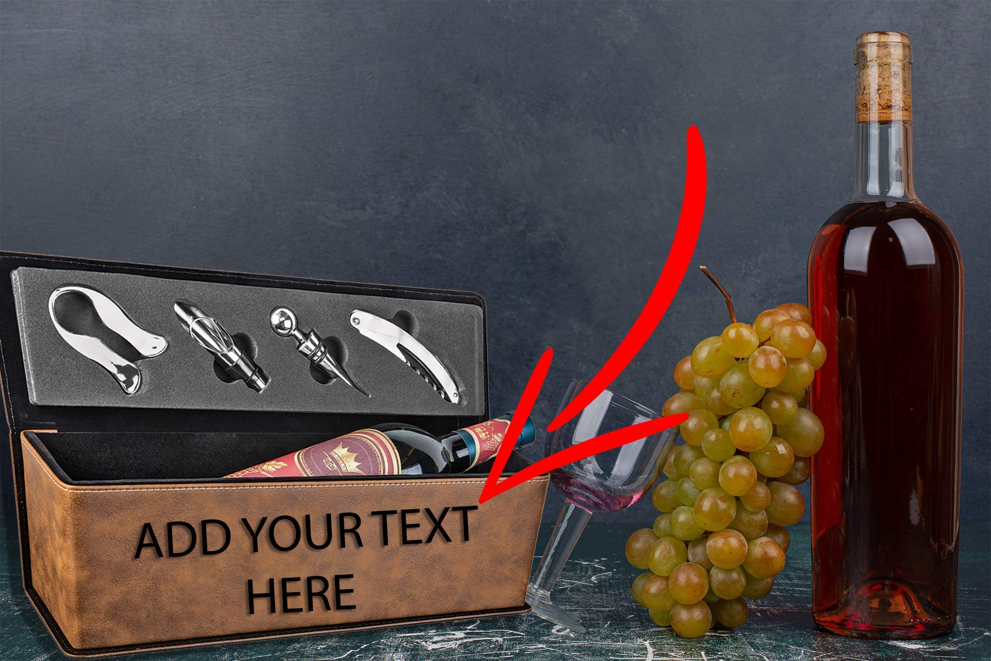 Premium Leatherette Single Wine Gift Box with Tools - Custom Engraved Present for Christmas, New Year & Father's Day - Perfect for Wine Lovers, Anniversary Gifts & Special Occasions