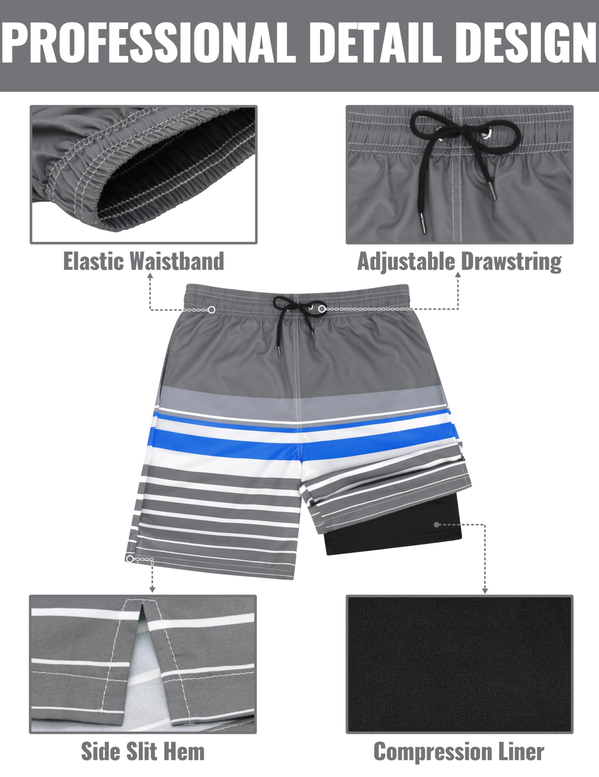 **Men's Quick Dry Swim Trunks with Compression Liner - 9 Inch Board Shorts for Swimming, Beach & Water Sports | Comfortable Bathing Suit for Men**