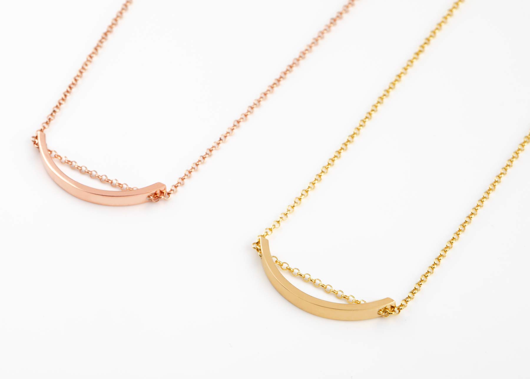 Elegant Jewelry Box - Floating Bar Necklace for Women, 9K 14K 18K Solid Gold Curved Bar Necklace | Perfect for Gifts, Date Nights & Special Occasions
