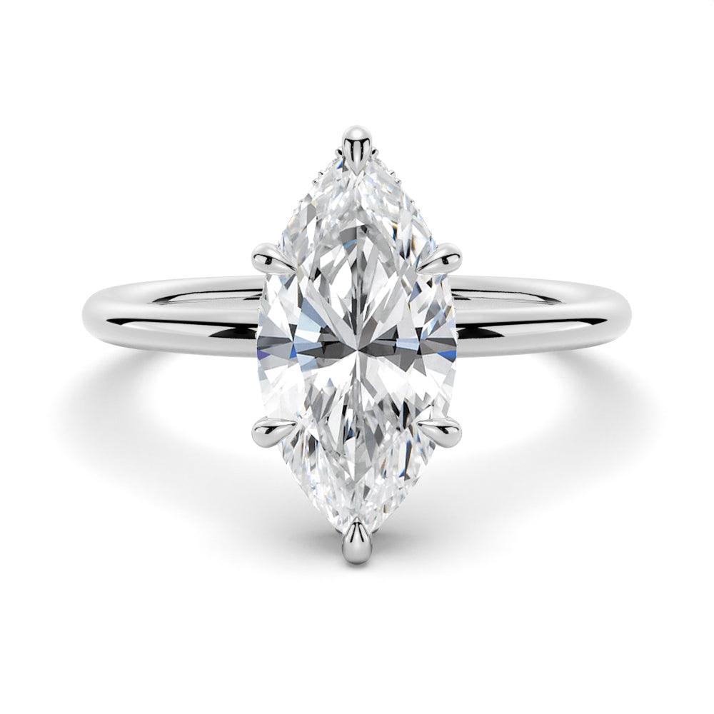 Petite Marquise Solitaire Moissanite Engagement Ring & Wedding Band Set for Couples - Perfect for Proposals, Anniversaries, and Romantic Occasions