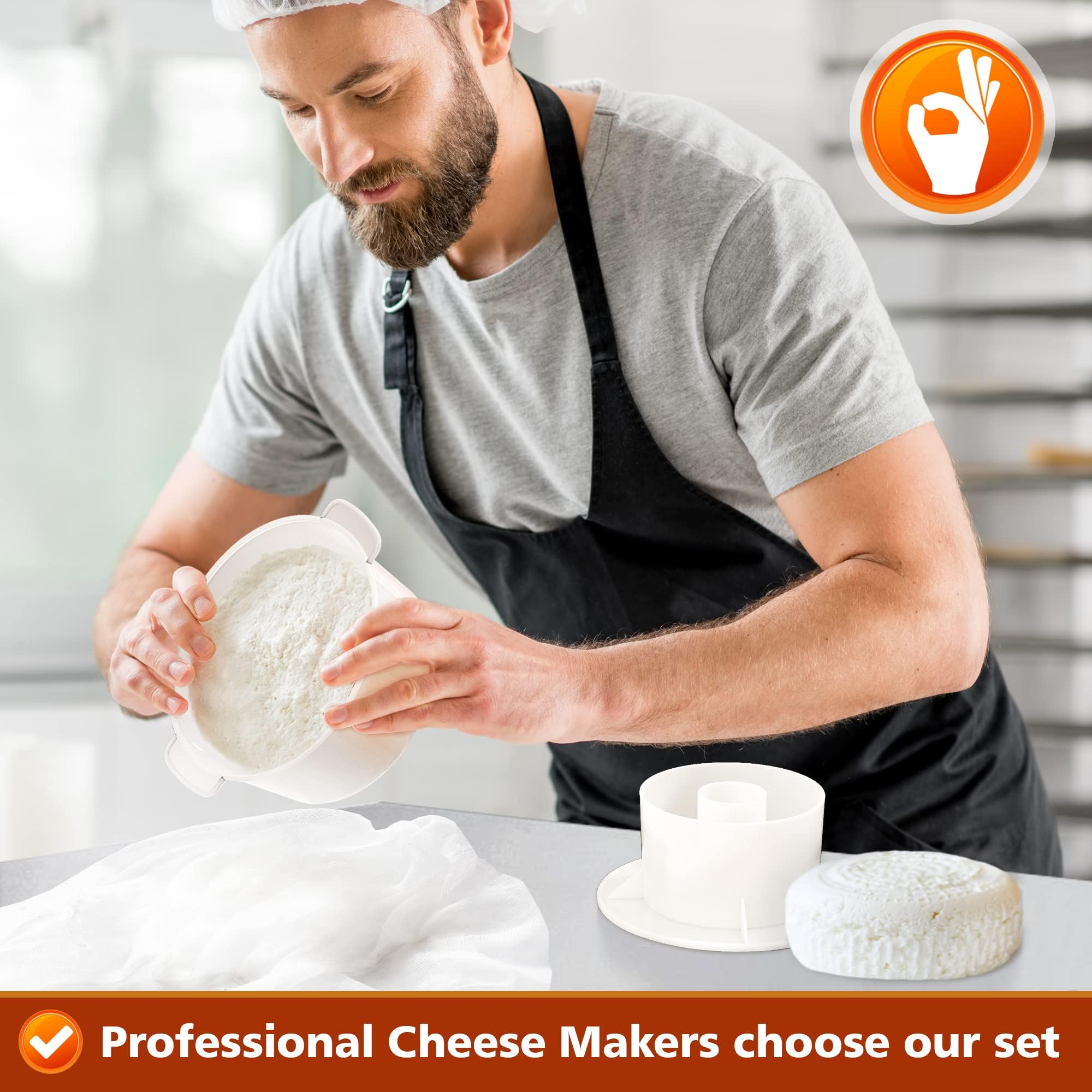 Premium Cheese Mold Kit - 2-Piece Cheese Making Supplies Set for Pressing Semi-Soft & Hard Cheeses | Paneer Maker & DIY Cheese Press Tools | Perfect for Home Cheesemaking, Gifts & Culinary Classes