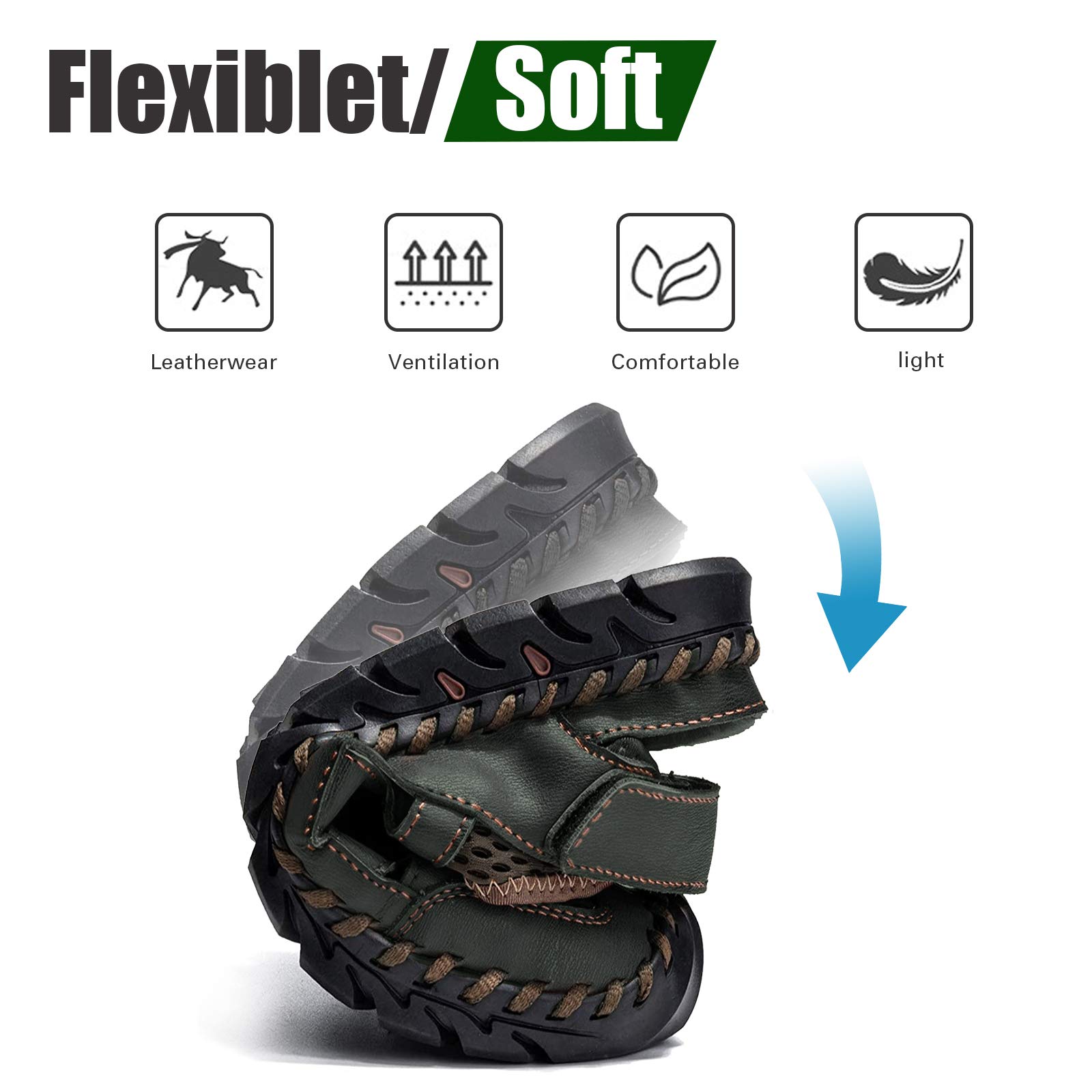 **Men's Leather Fisherman Sandals - Breathable Closed Toe Beach Shoes for Summer | Non-Slip Water Sandals for Hiking, Walking & Outdoor Activities | Handmade Comfortable Anti-Collision Athletic Slides**